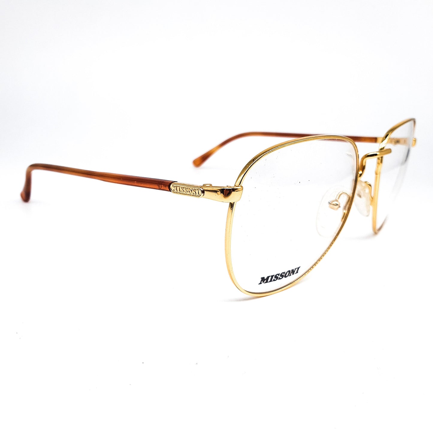Missoni M845 classic vintage oversized drop shape golden eyeglasses frames, 1980s NOS Italy