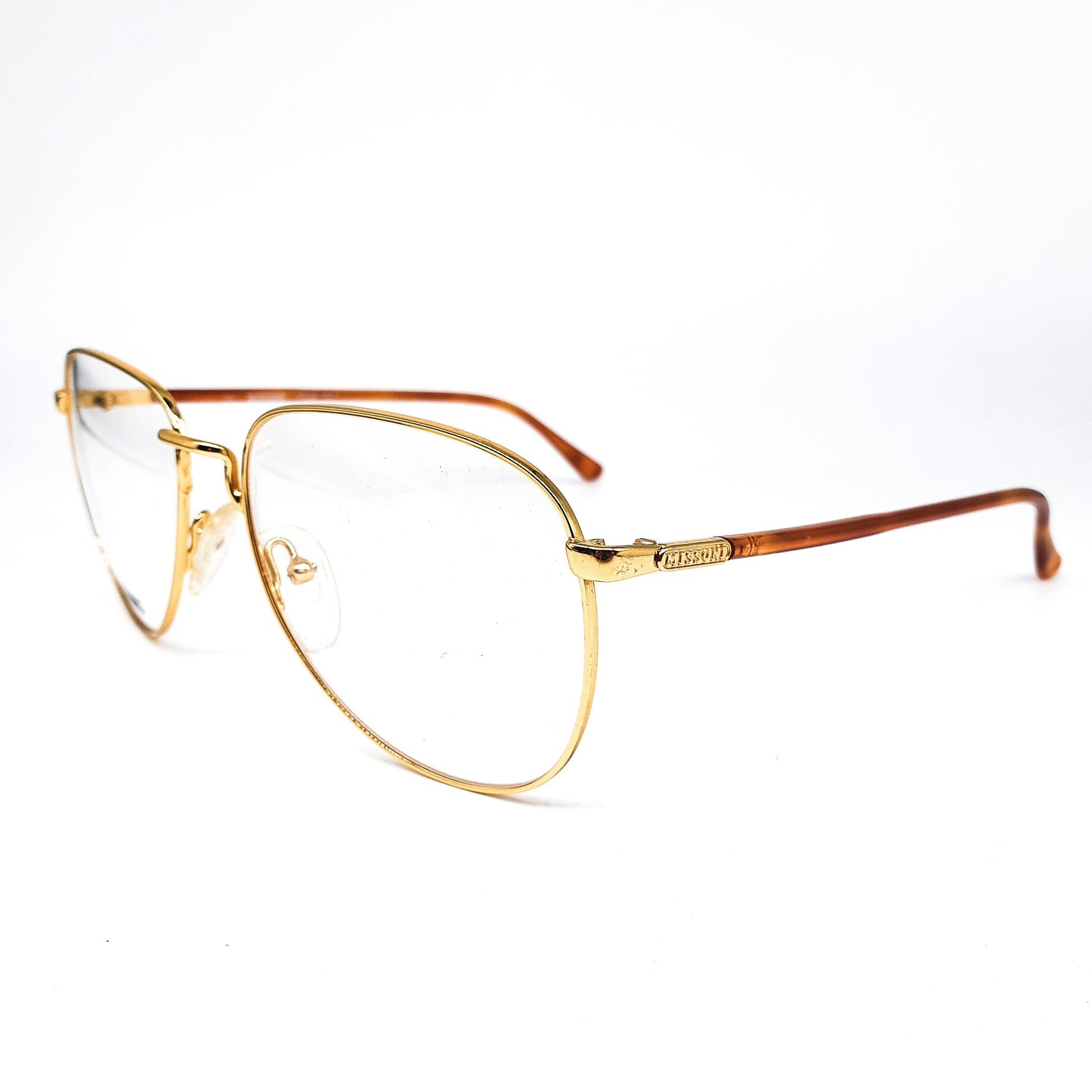 Missoni M845 classic vintage oversized drop shape golden eyeglasses frames, 1980s NOS Italy