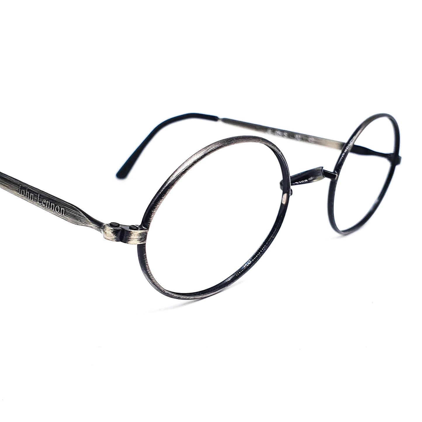 John Lennon vintage dark silver classic English oval metallic eyeglasses frames, NOS 1960s