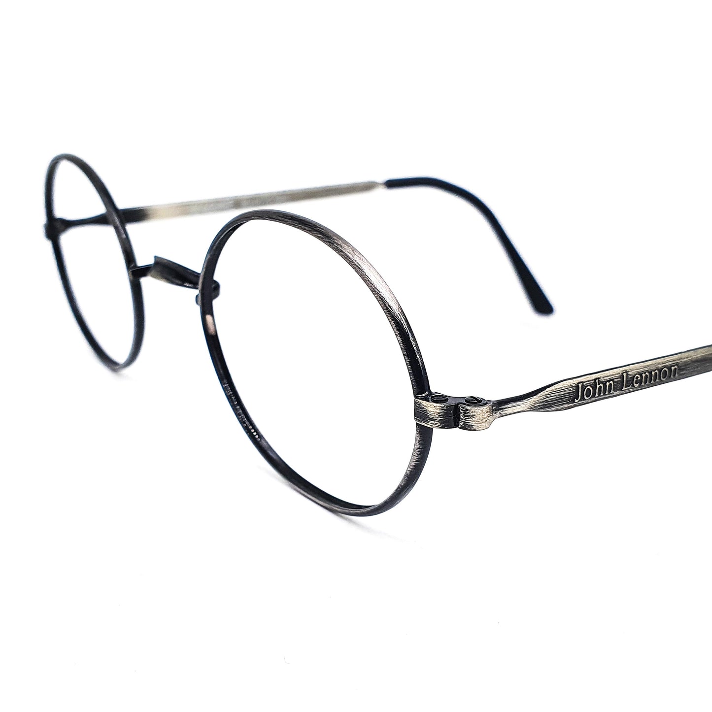 John Lennon vintage dark silver classic English oval metallic eyeglasses frames, NOS 1960s