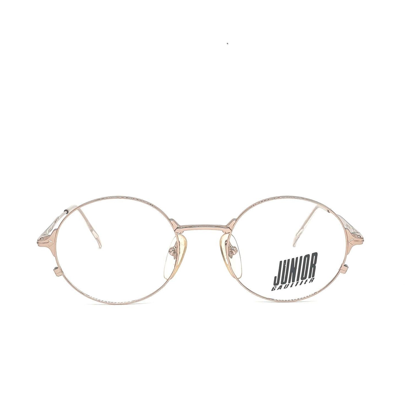 Junior Gaultier 52-2175 round rose golde metal eywglasses made 1980s NOS