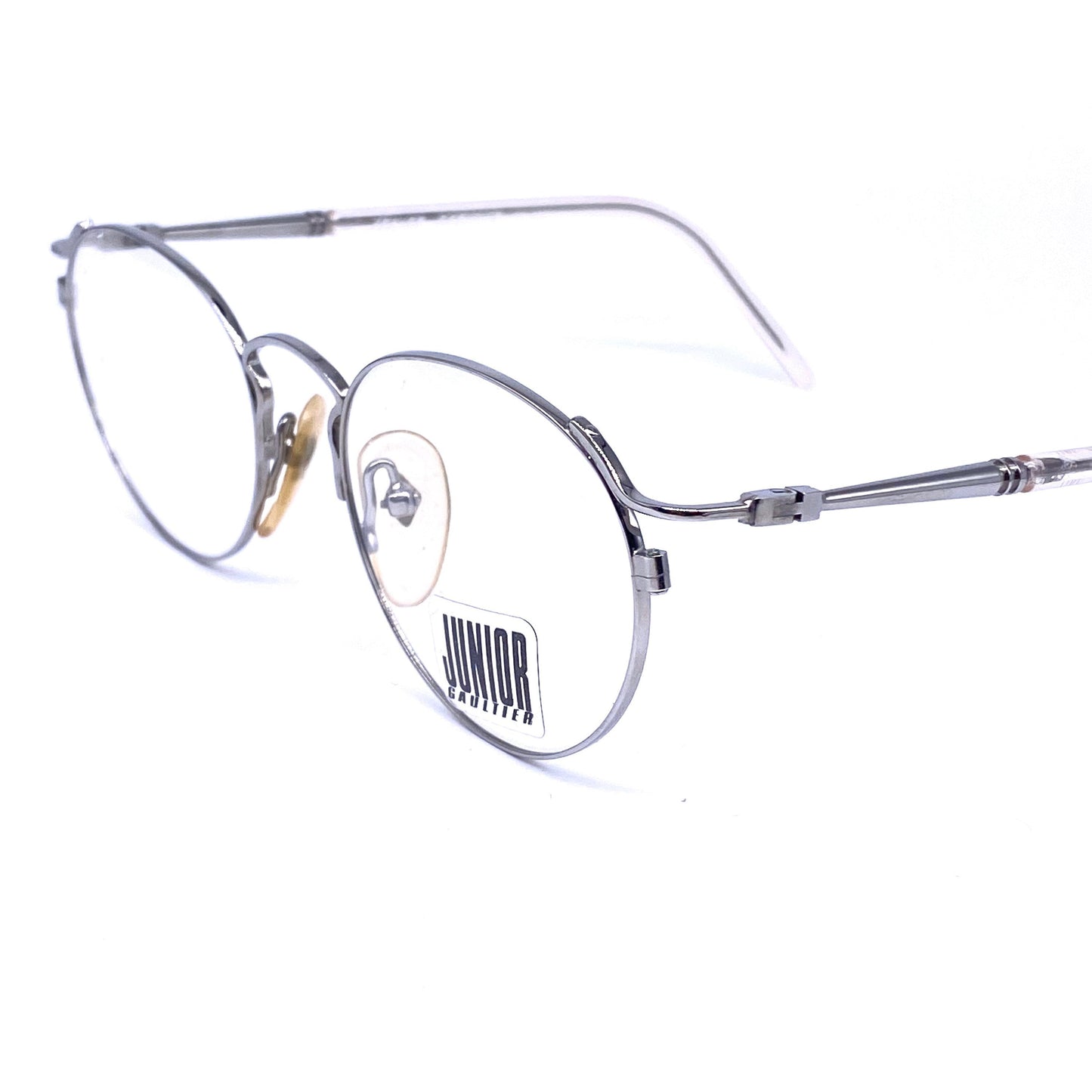 Junior Gaultier 52-2271 round silver metal steampunk eyeglasses made in Japan, 1980s NOS