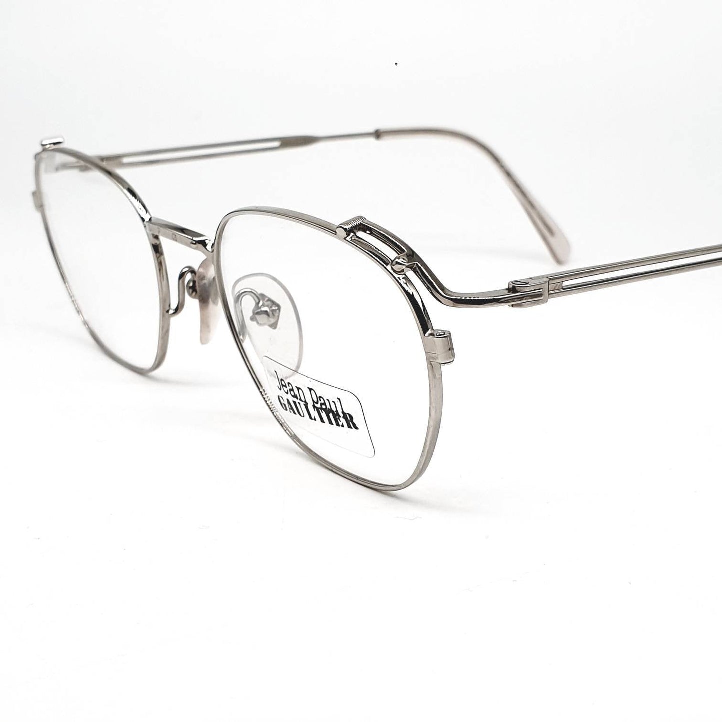 Junior Gaultier 55-3173 vintage square titanium steampunk eyeglasses frames Japan, 1980s NOS