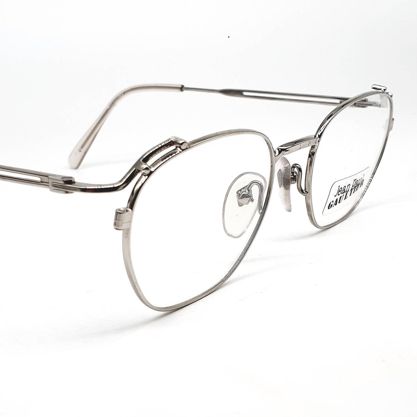 Junior Gaultier 55-3173 vintage square titanium steampunk eyeglasses frames Japan, 1980s NOS