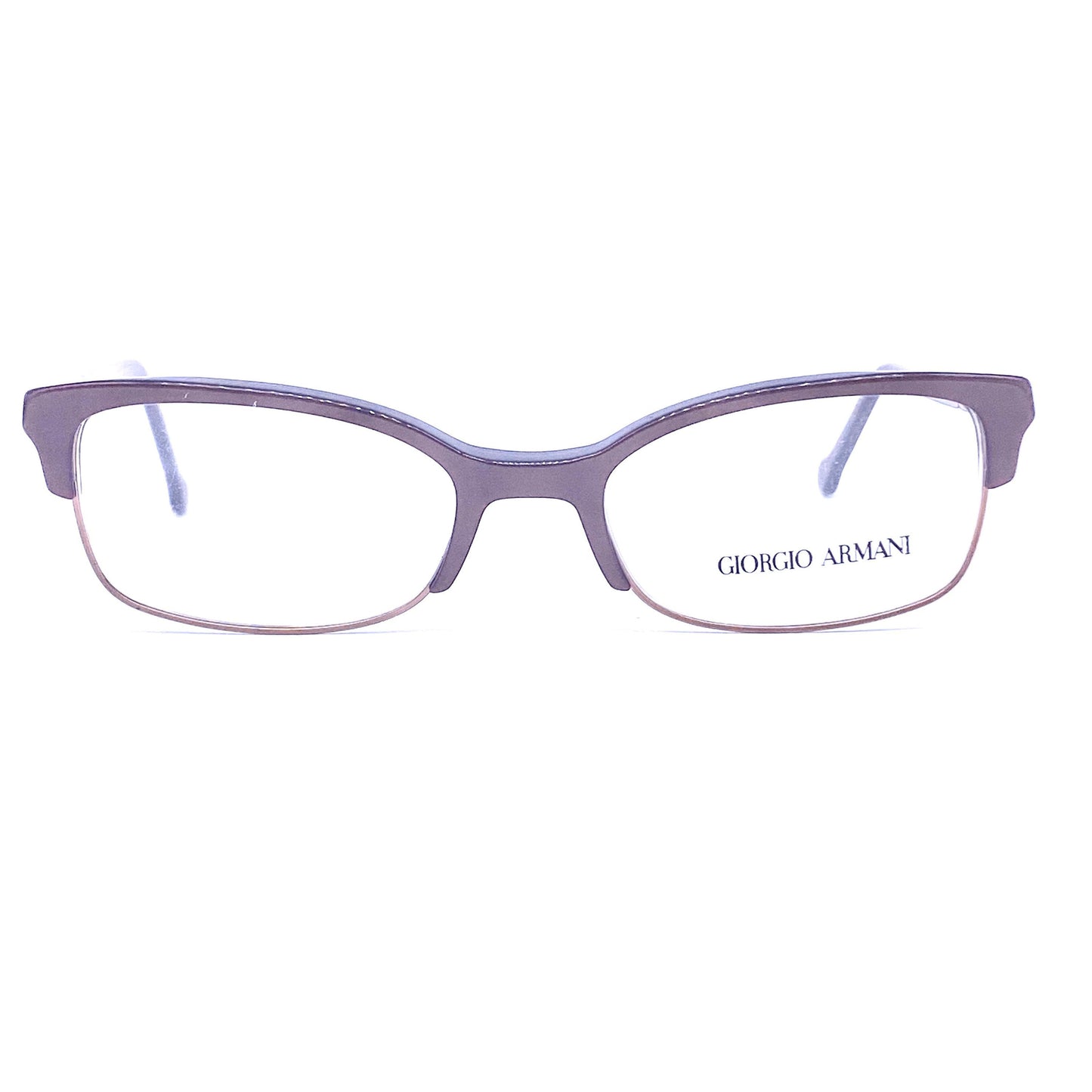 Giorgio Armani 386 minimal ladies eyeglasses, rectangular shape in brown cello & golden metal, NOS 90s ITA