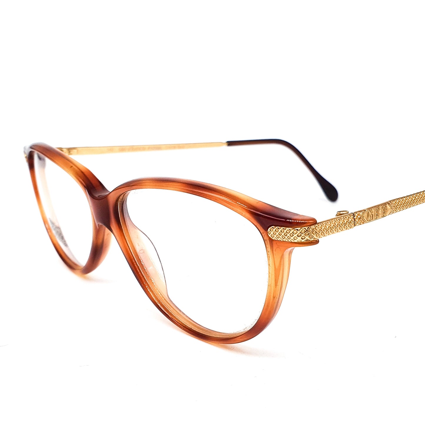 Gianfranco Ferre GFF 72 vintage oval blonde cello eyeglasses, 1980s NOS Italy