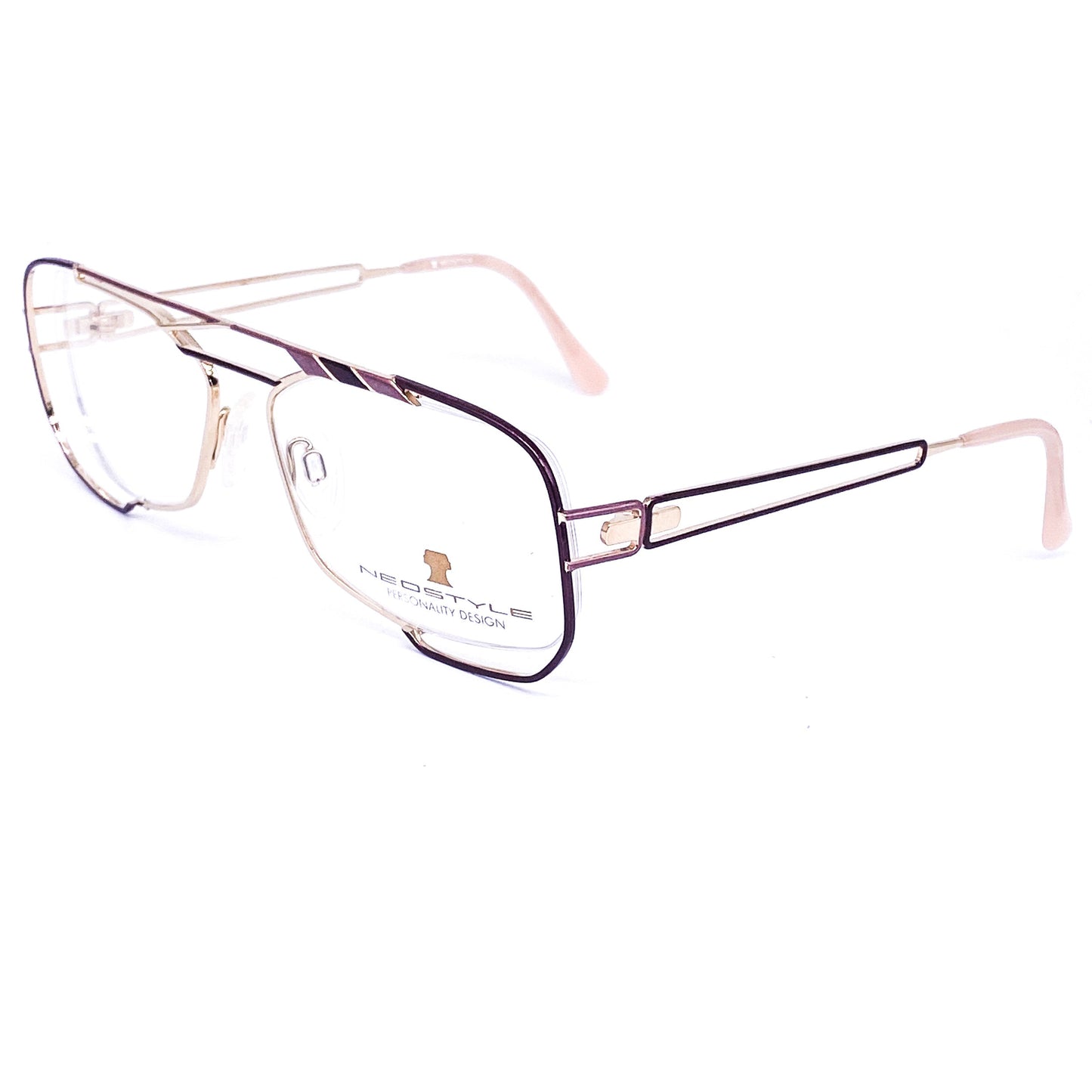 Neostyle Jet 222 877 unusual square gold aviator style eyeglasses frames, 1980s NOS