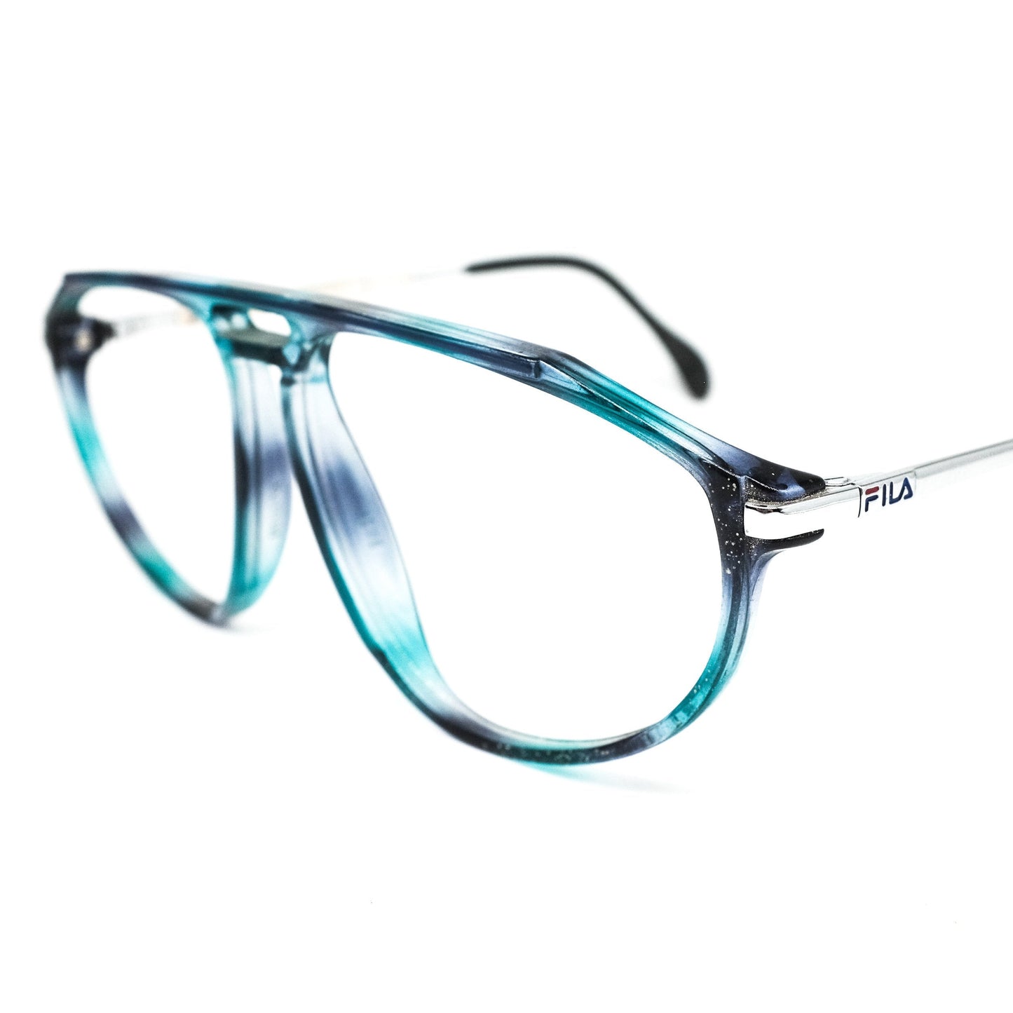 Fila 6619 special blue tortoise cello aviator eyeglasses frames with silver cable temples 1980's NOS Italy