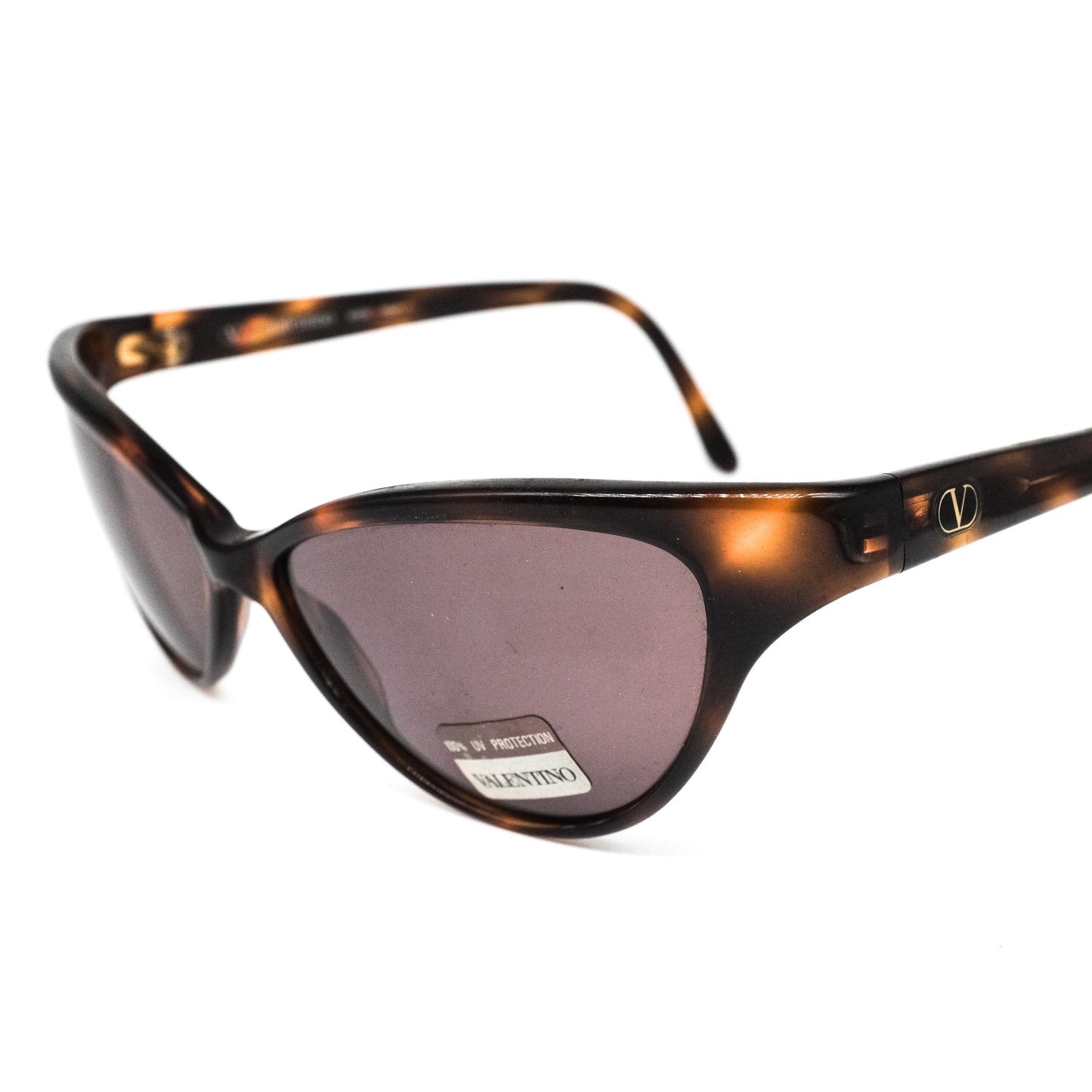 Valentino V606 brown tortoise cello sunglasses in cateye style, Italy 1990s NoS