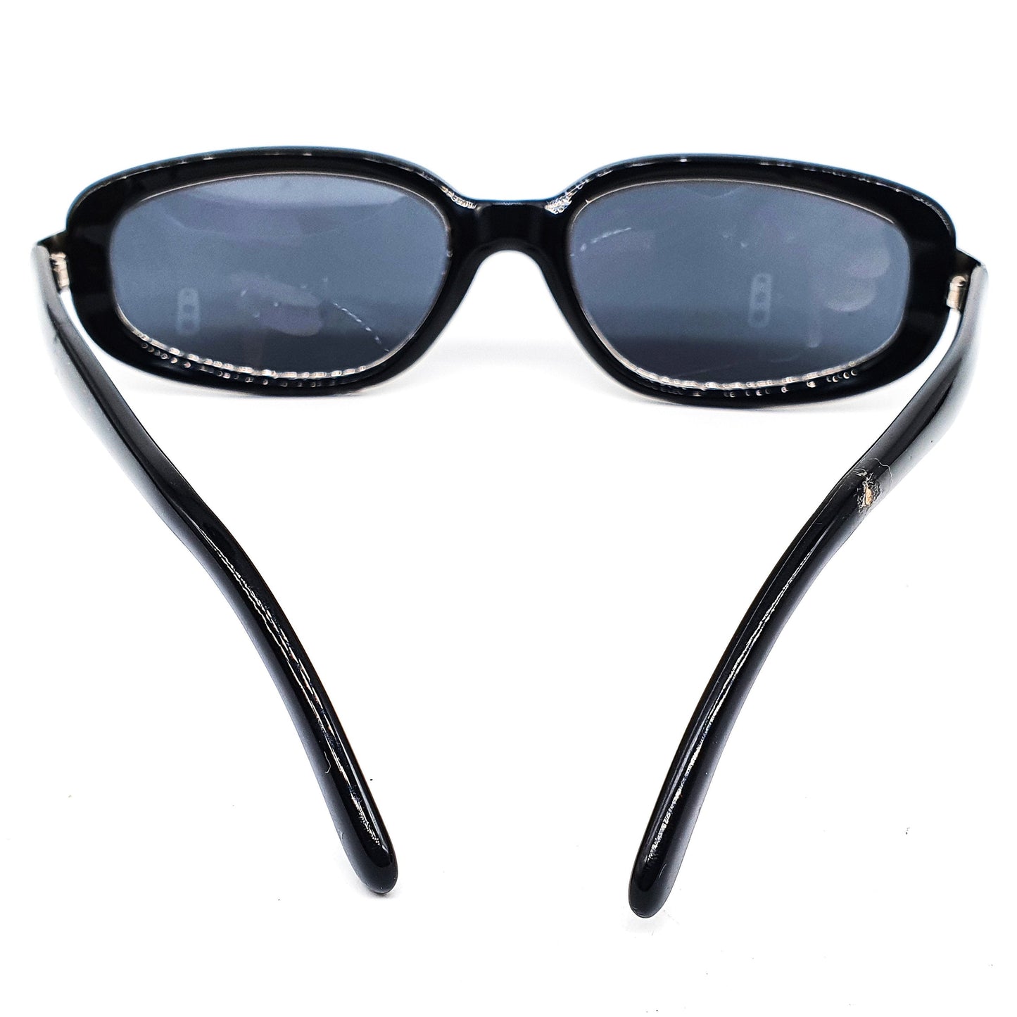 Lancome 3348 unusual square cello black silver sunglasses, 1980s NOS