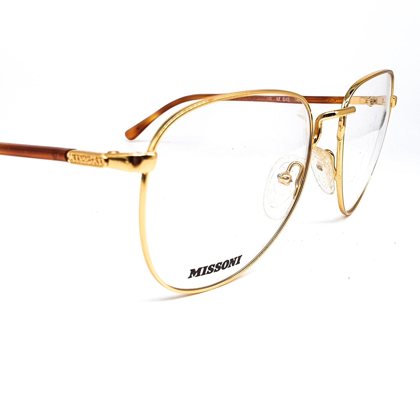 Missoni M845 classic vintage oversized drop shape golden eyeglasses frames, 1980s NOS Italy