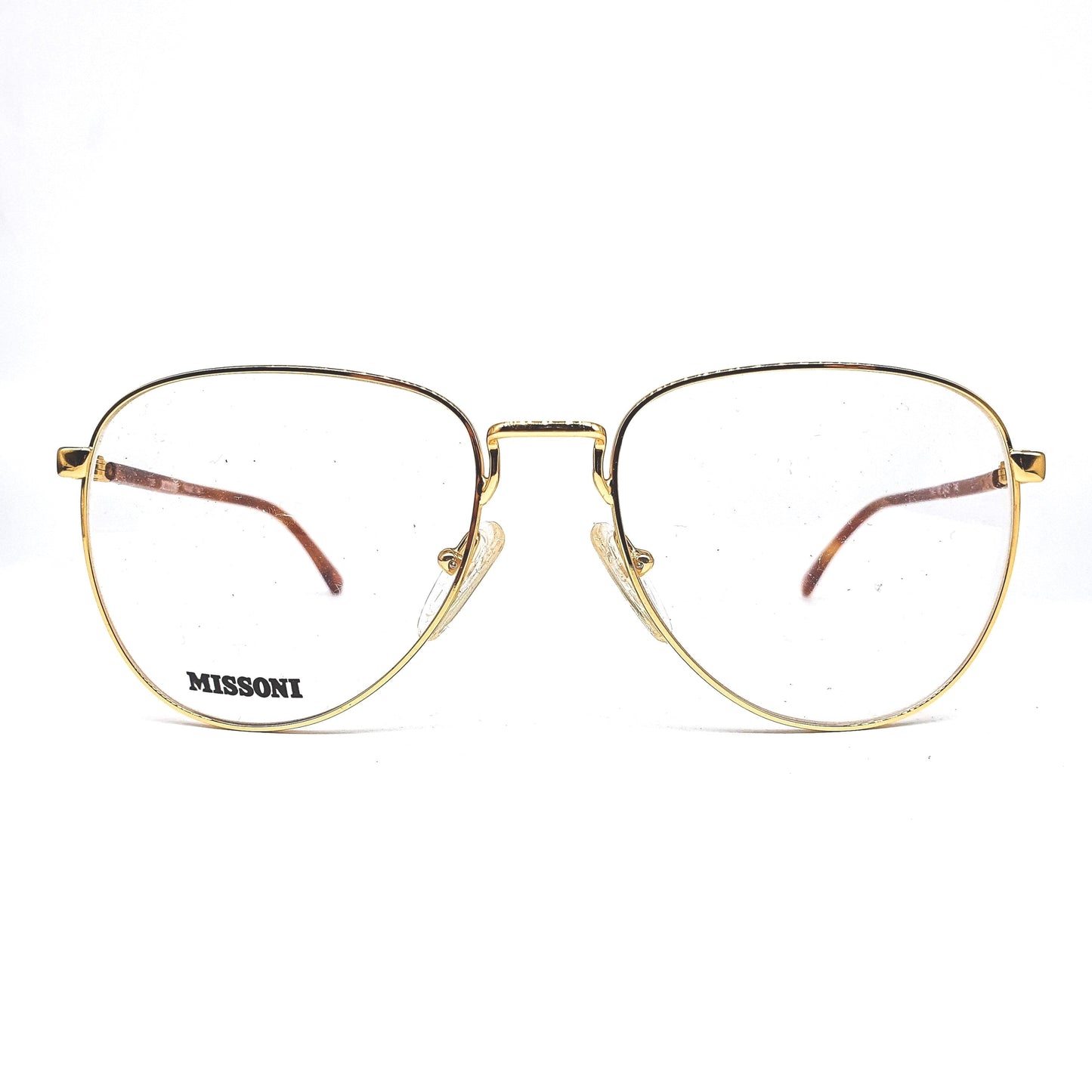 Missoni M845 classic vintage oversized drop shape golden eyeglasses frames, 1980s NOS Italy