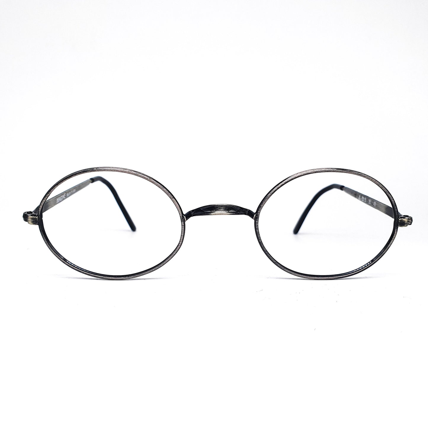 John Lennon vintage dark silver classic English oval metallic eyeglasses frames, NOS 1960s