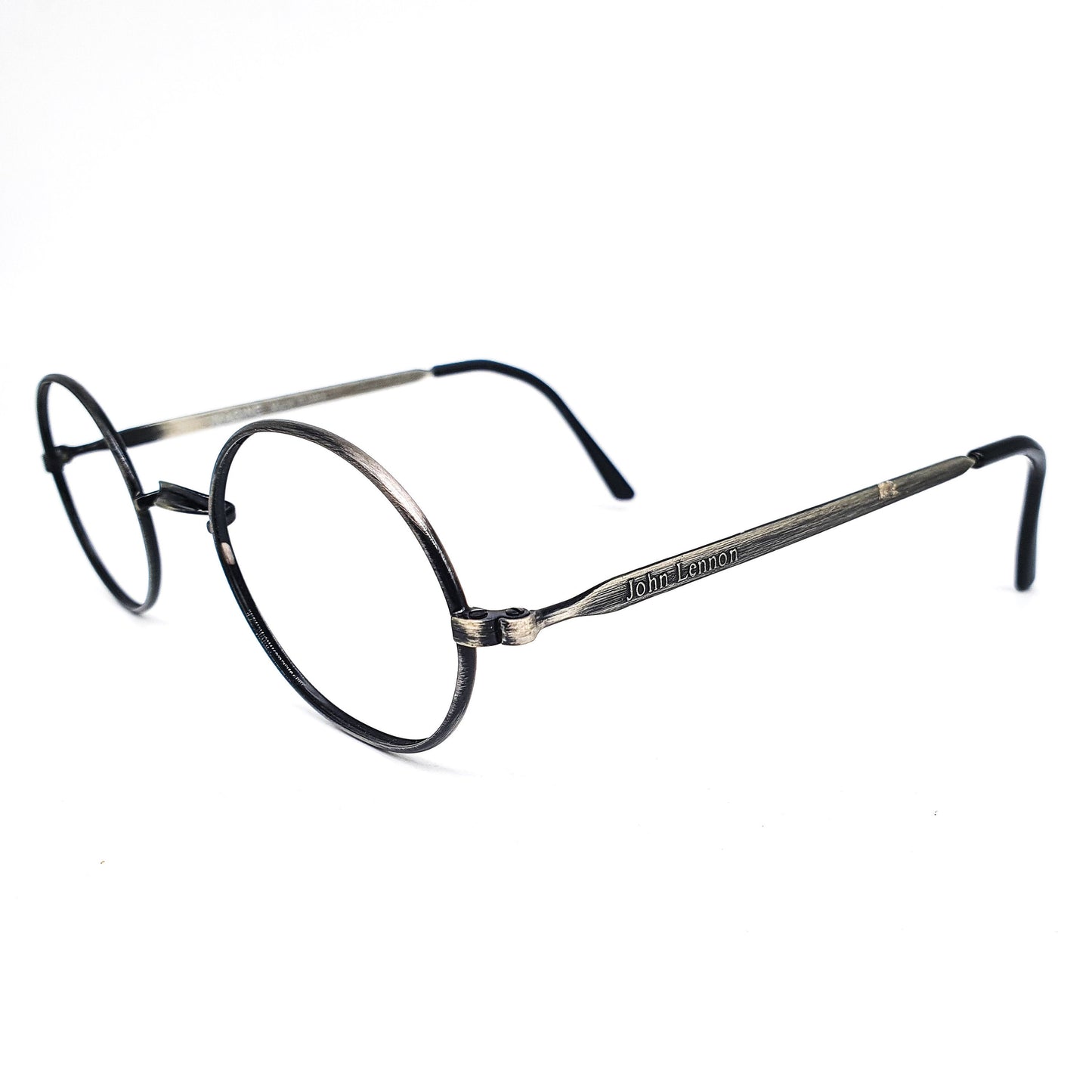 John Lennon vintage dark silver classic English oval metallic eyeglasses frames, NOS 1960s