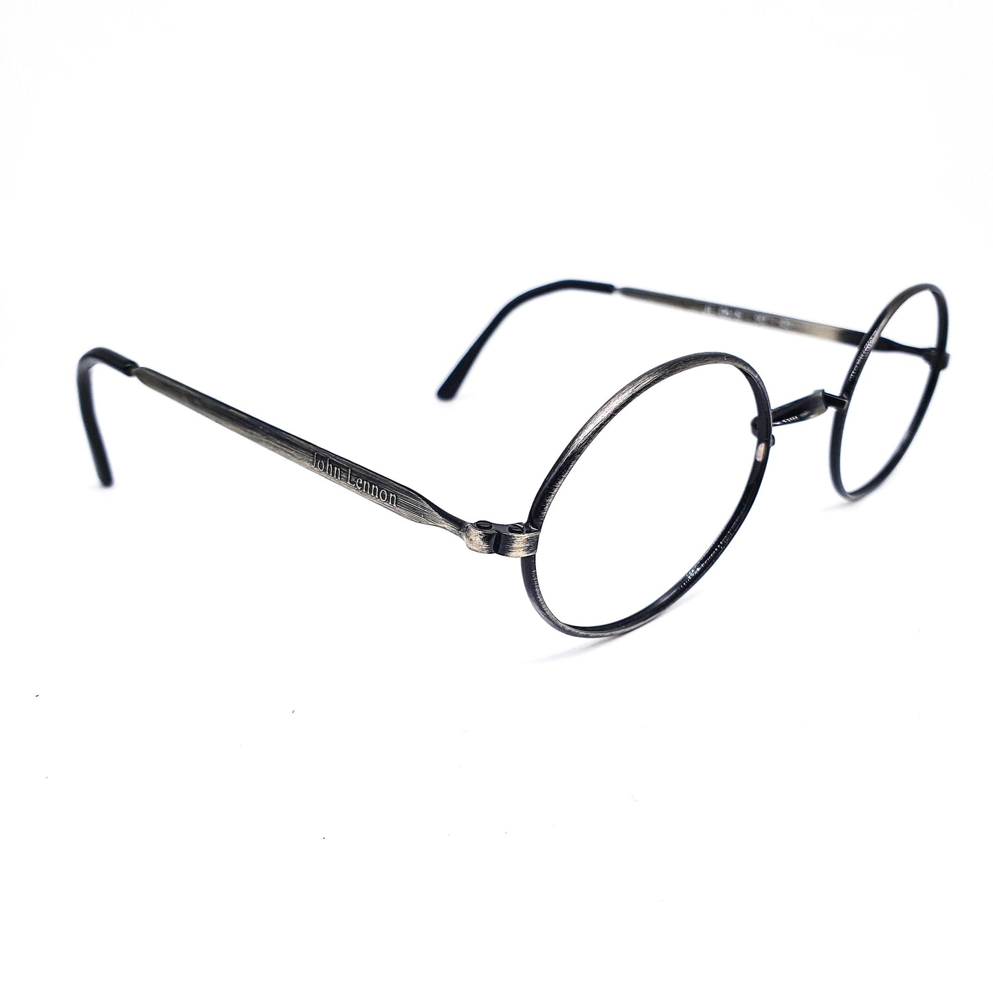 John Lennon vintage dark silver classic English oval metallic eyeglasses frames, NOS 1960s