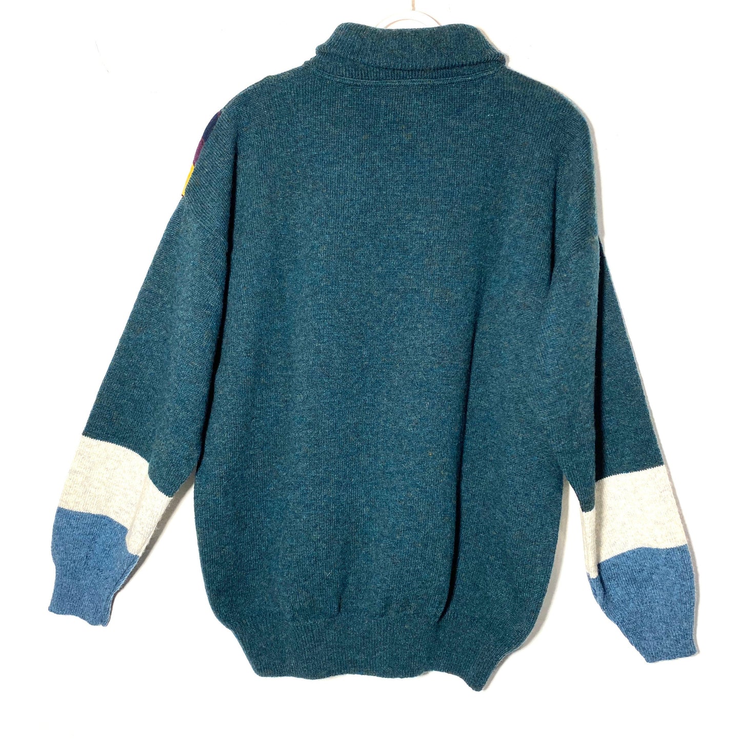 Iceberg NOS 90s cool mountain sky themed embroidered pure new wool winter jumper, mint condition with tags