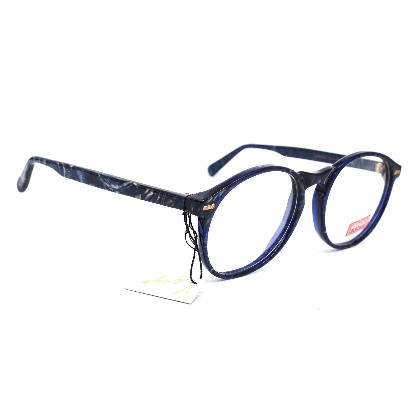Kenzo k11 vintage classic pantos style blue marble acetate eyeglasses frames with original tag, 80s France