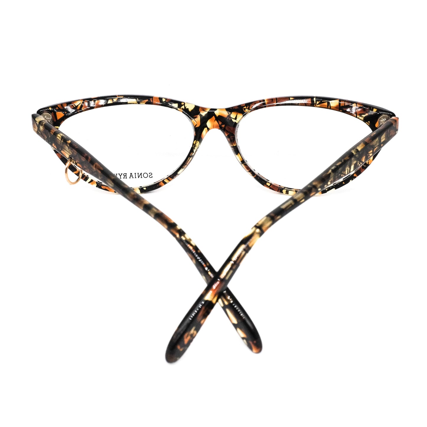 Sonia Rykiel SR10 droplet shaped tortoise cateye eyeglasses frames with cool pierced temple detail, NoS 80s France