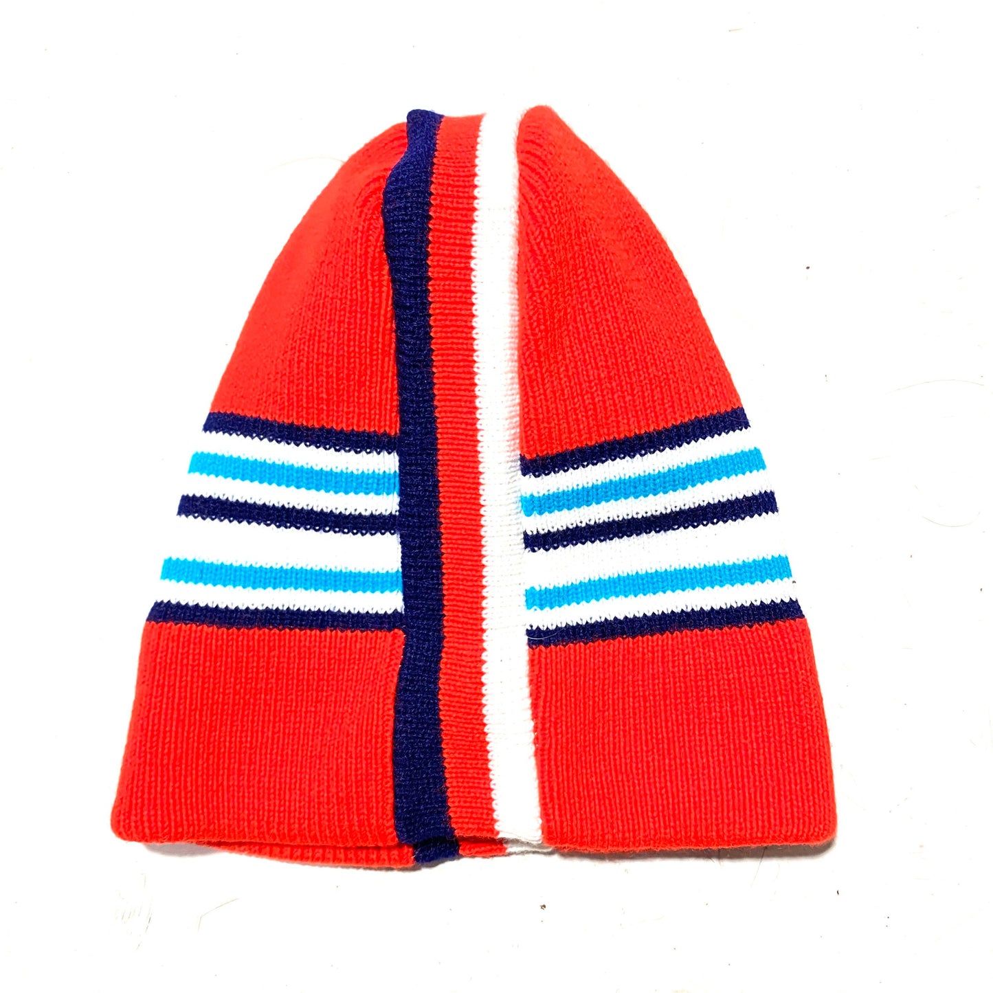 1970s NOS skying striped red wool beanie hats made in Italy, mint condition, 5 available