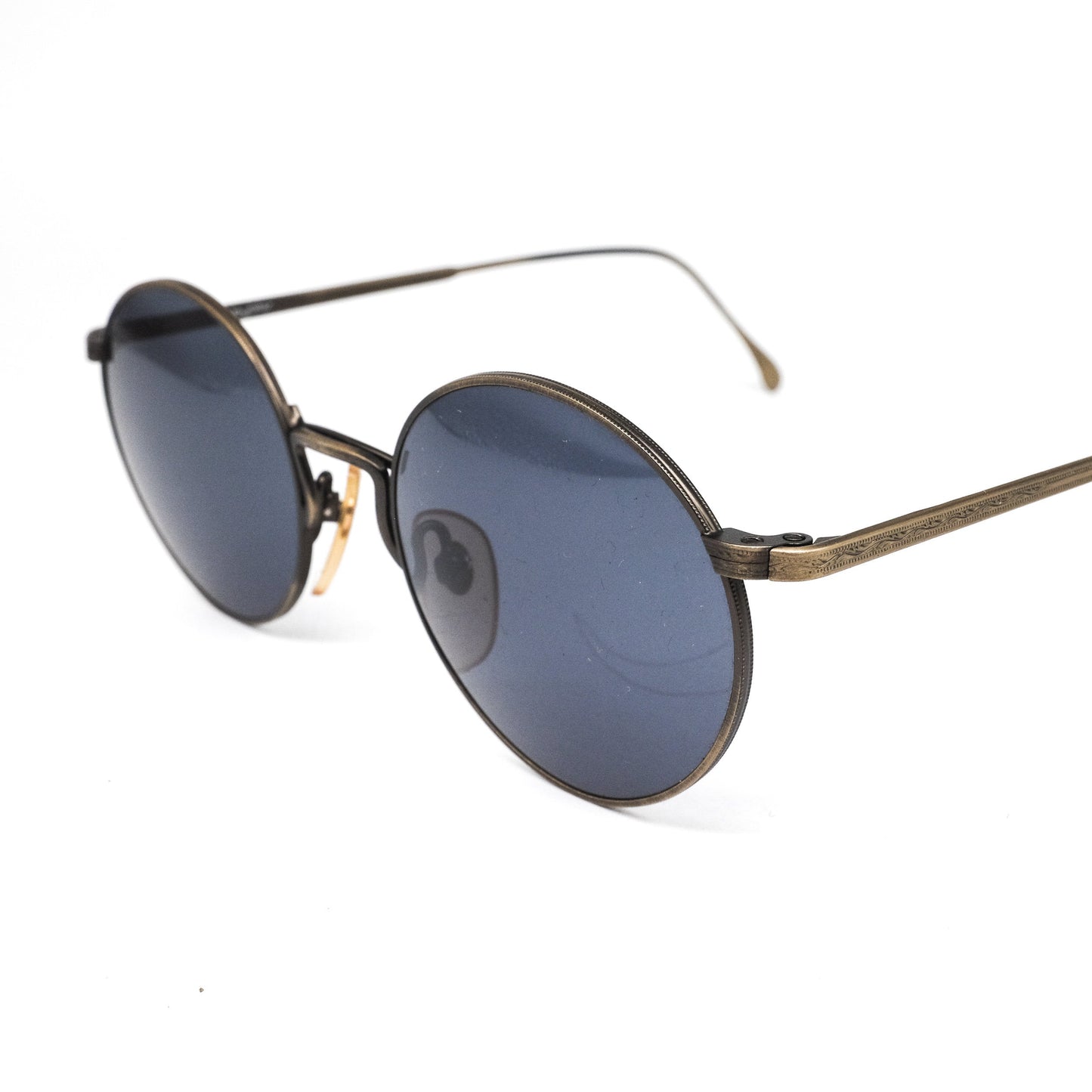 Byblos b520 vintage large metallic round steampunk sunglasses in bronze metal, NOS 80s Italy