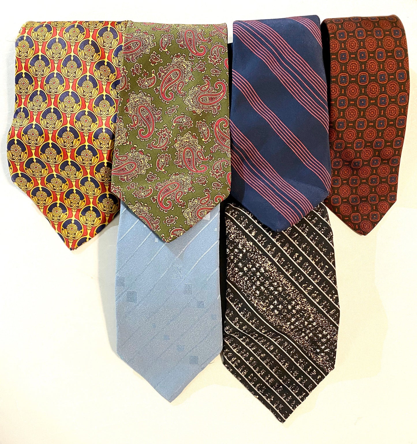 Lanvin Paris vintage pure silk ties made in Italy, 70s /90s mint condition