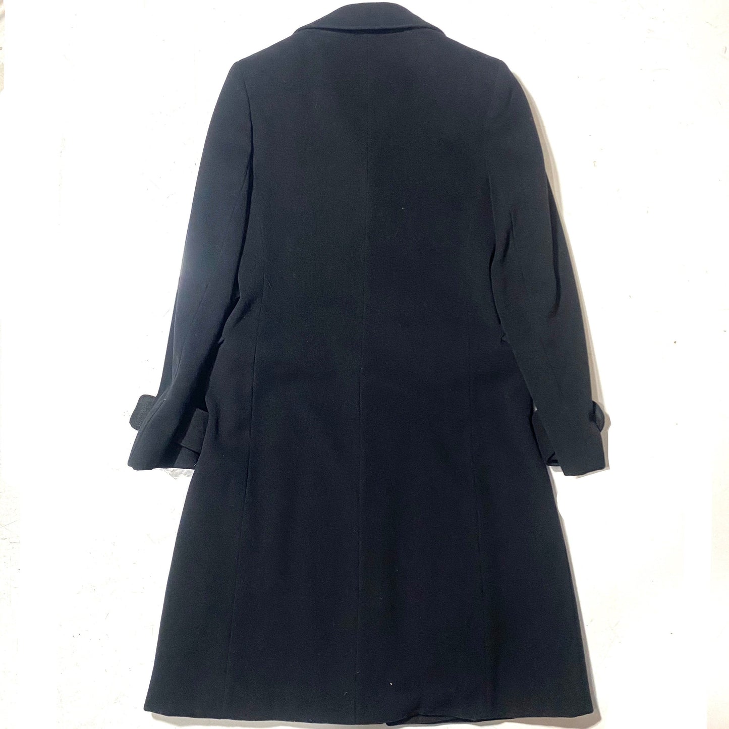 Krizia Poi vintage ladies black wool/cashmere blend coat with jewel buttons, mint condition