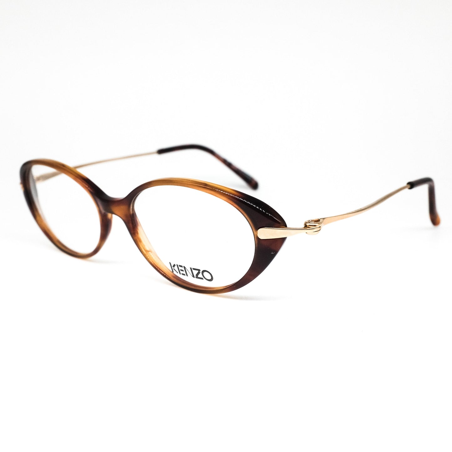 Kenzo k596 DINAH vintage oval brown tortoise cello eyeglasses frames, 80s France