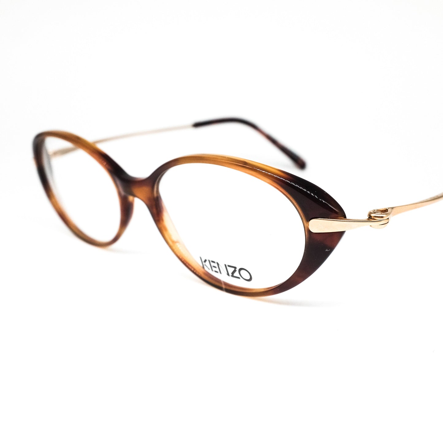 Kenzo k596 DINAH vintage oval brown tortoise cello eyeglasses frames, 80s France