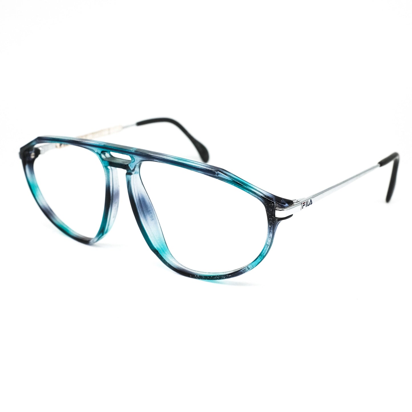 Fila 6619 special blue tortoise cello aviator eyeglasses frames with silver cable temples 1980's NOS Italy