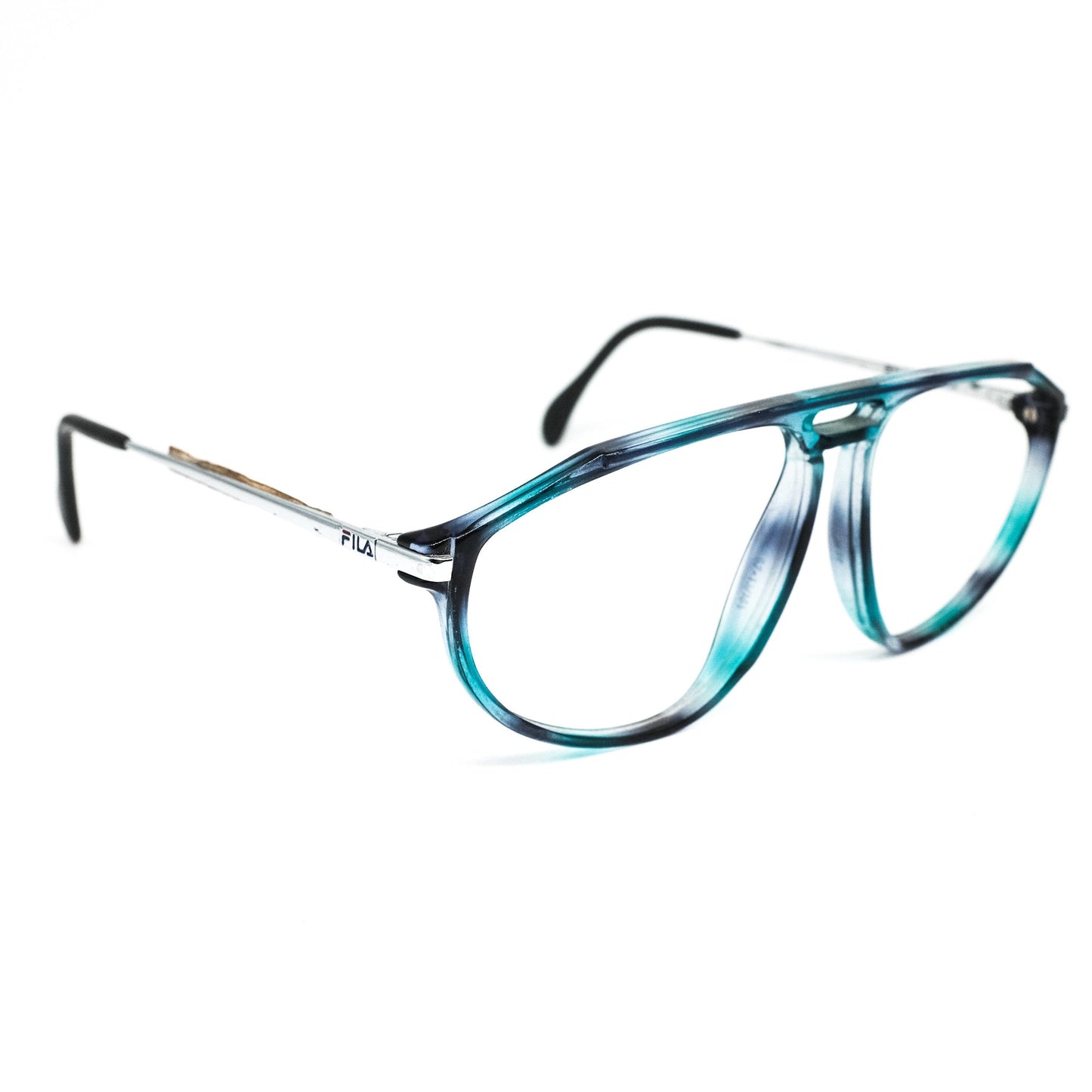 Fila 6619 special blue tortoise cello aviator eyeglasses frames with silver cable temples 1980's NOS Italy