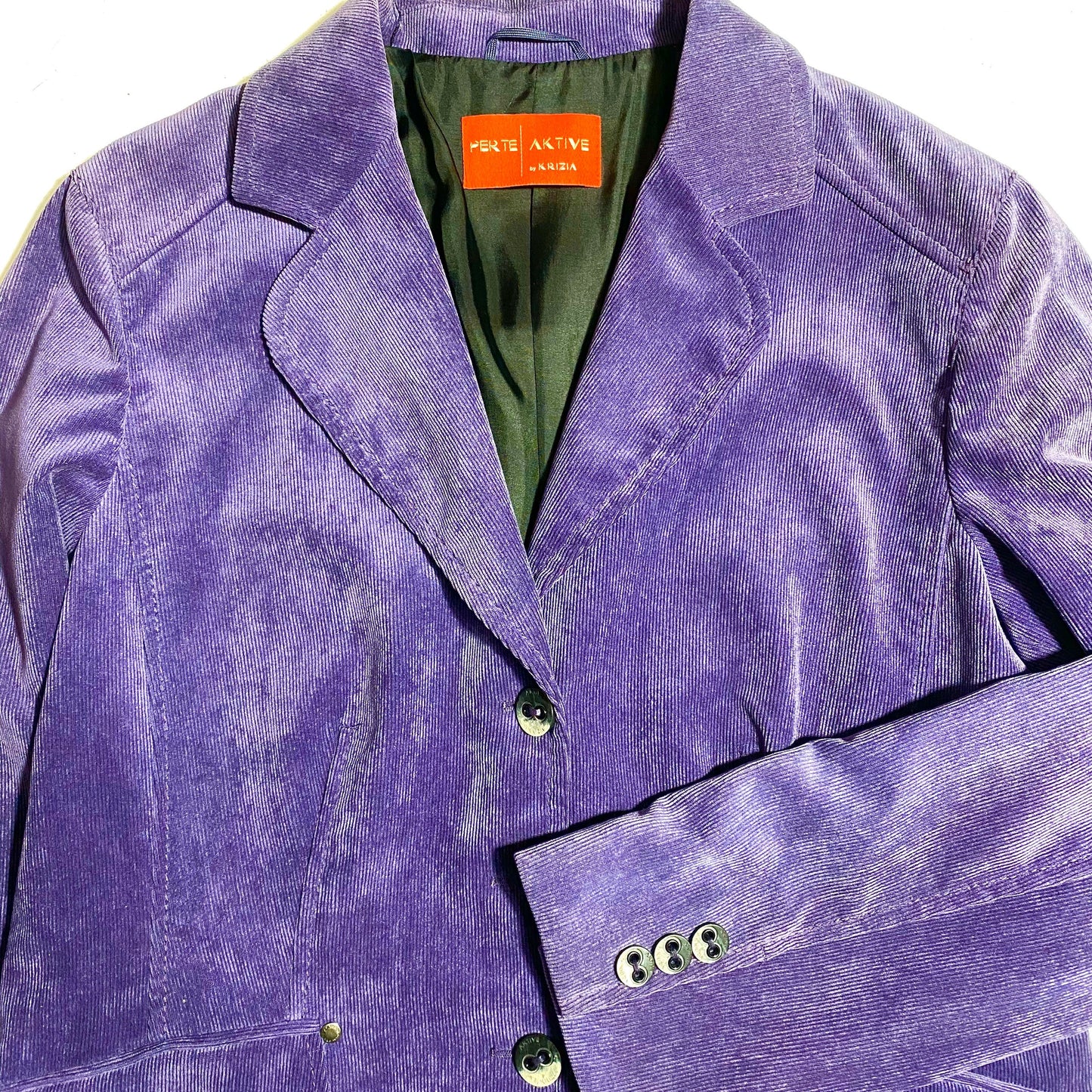 Krizia Aktive purple corduroy ladies velvet blazer sz 44, new old stock