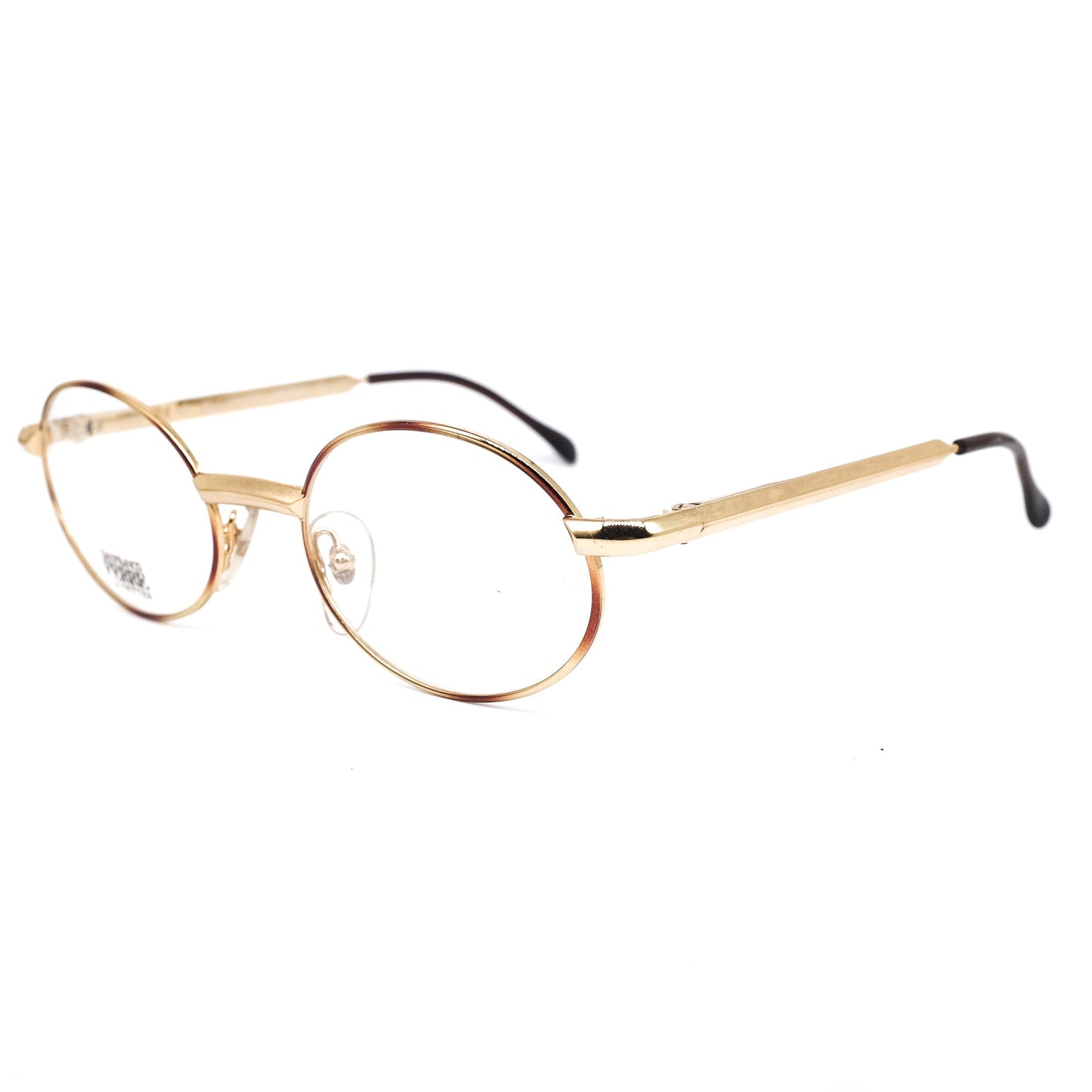 Gianfranco Ferre GFF 145 classic golden metallic oval eyeglasses, 1980s NOS Italy