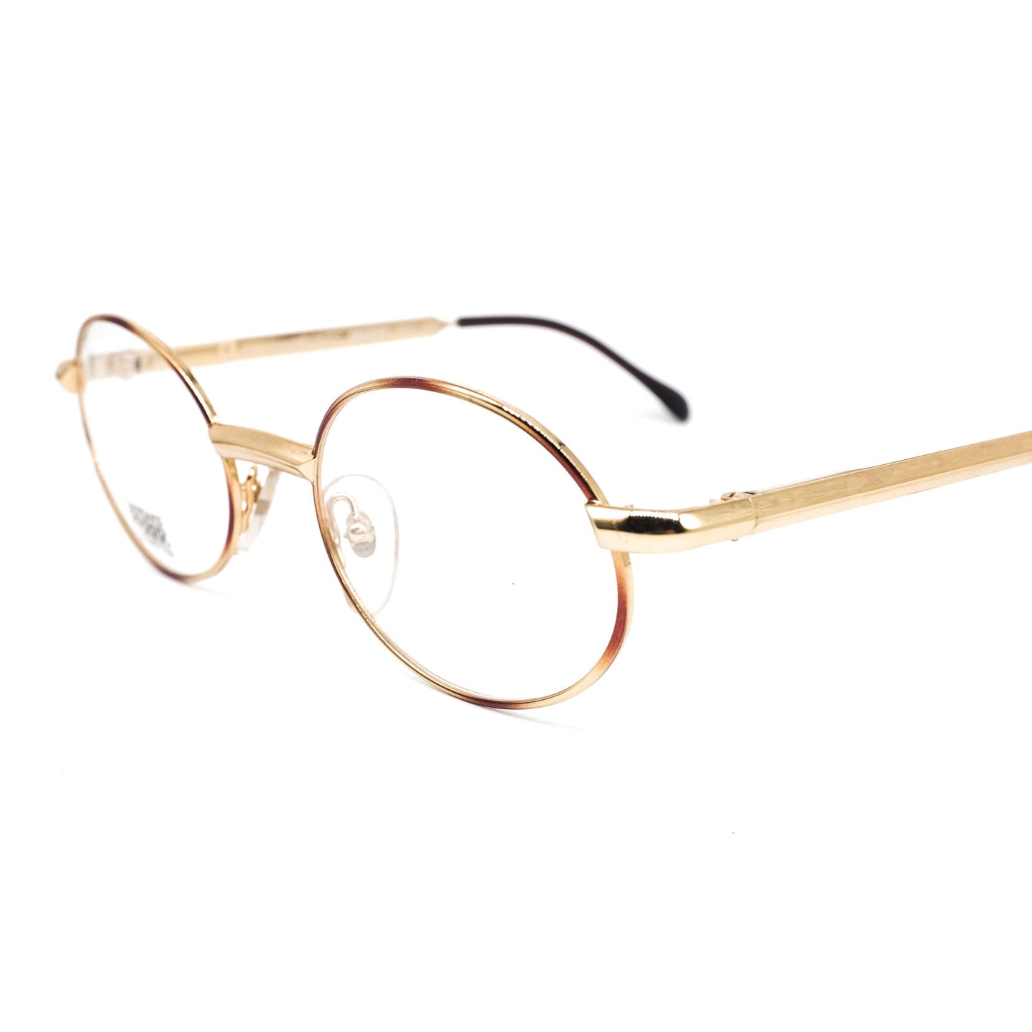 Gianfranco Ferre GFF 145 classic golden metallic oval eyeglasses, 1980s NOS Italy