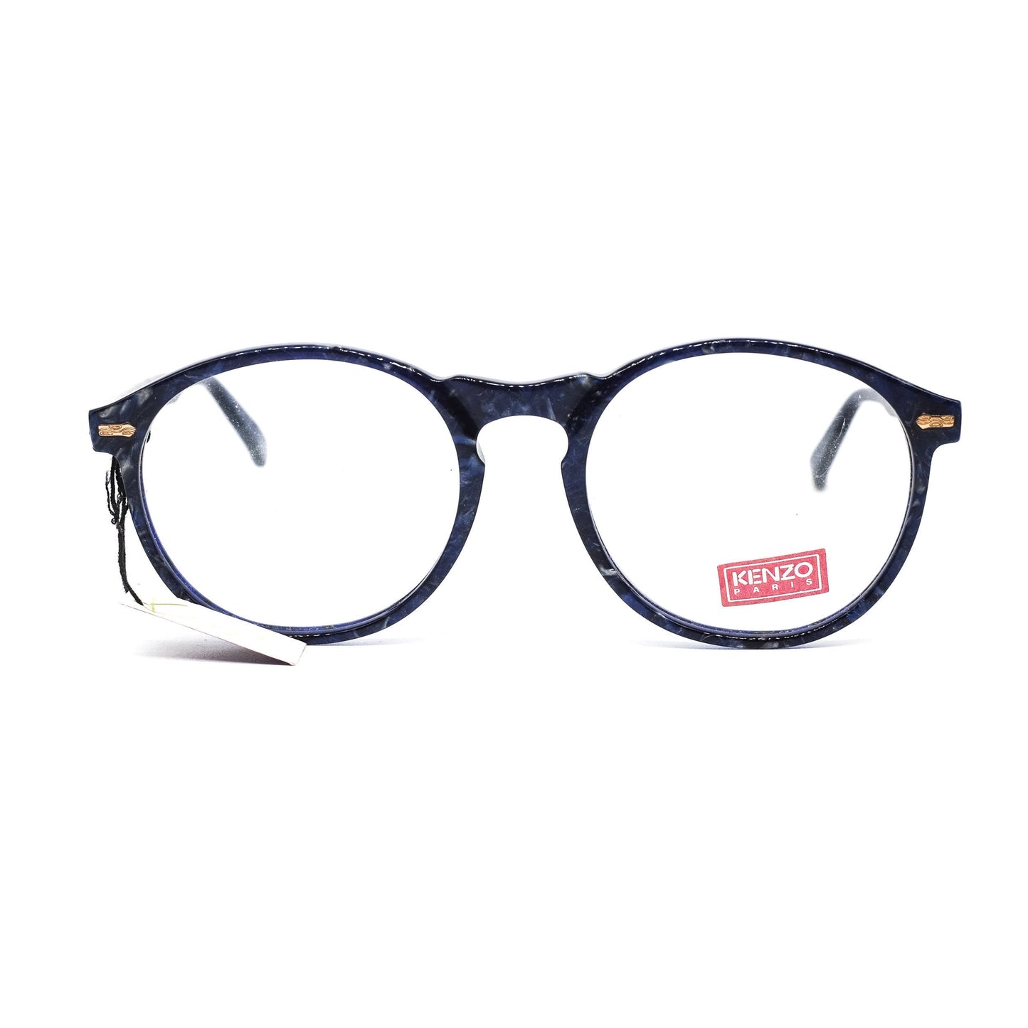 Kenzo k11 vintage classic pantos style blue marble acetate eyeglasses frames with original tag, 80s France