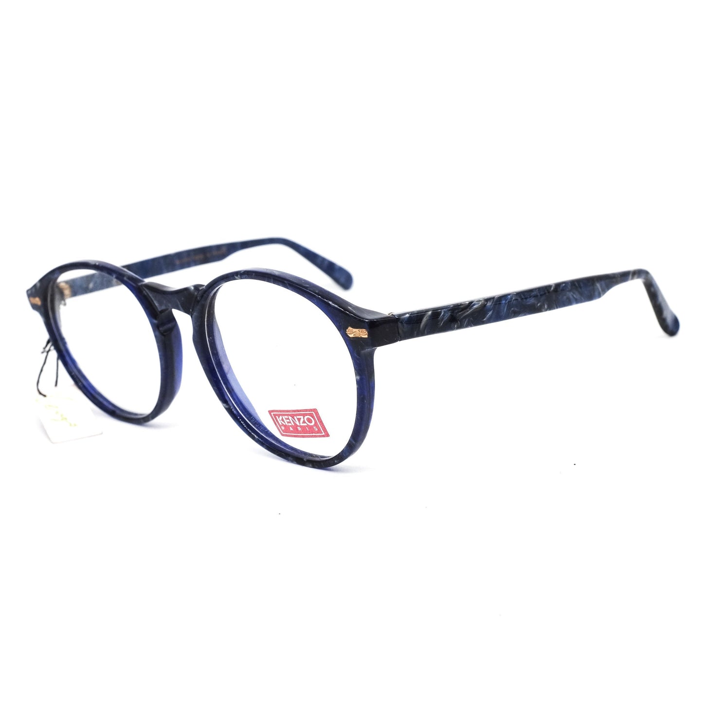 Kenzo k11 vintage classic pantos style blue marble acetate eyeglasses frames with original tag, 80s France