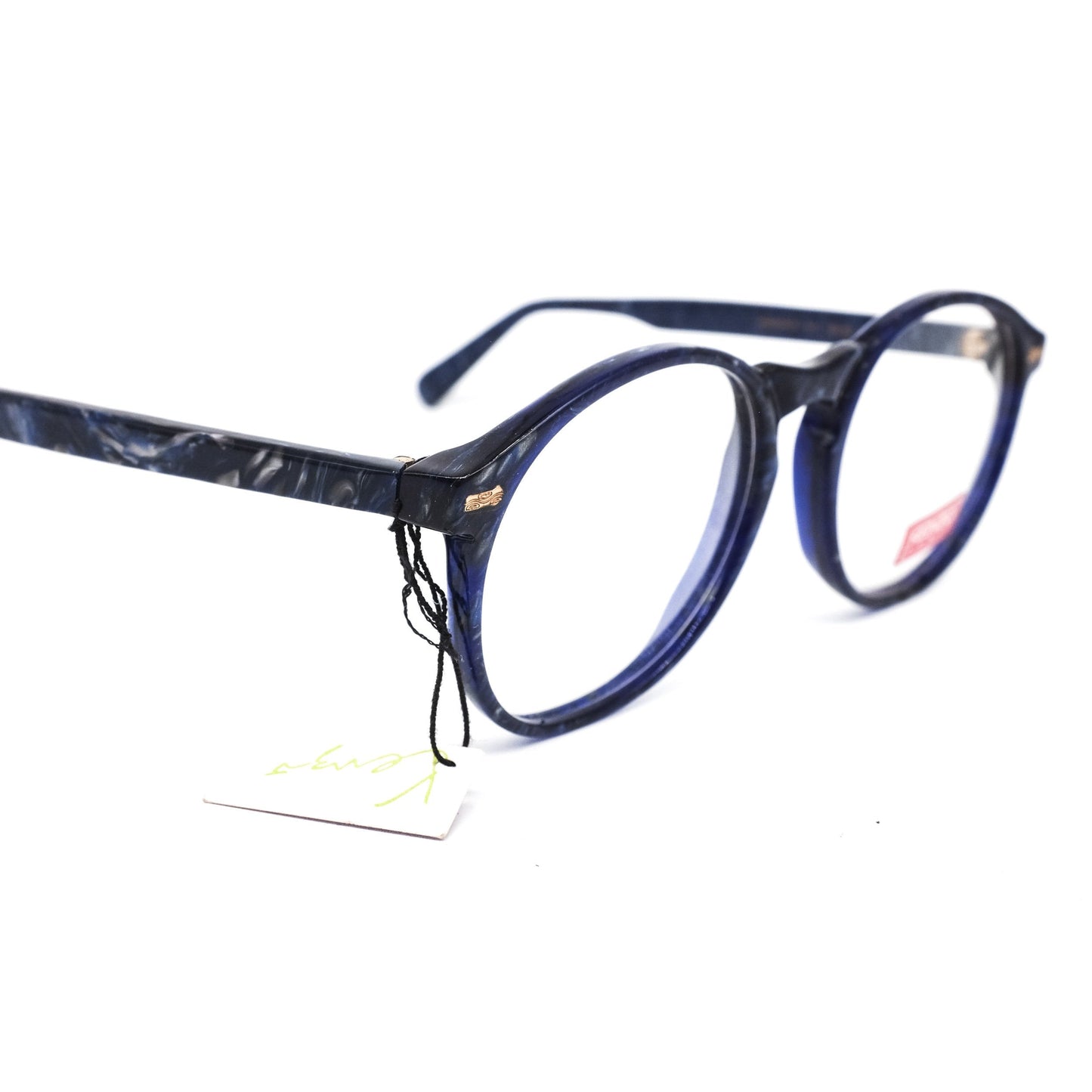 Kenzo k11 vintage classic pantos style blue marble acetate eyeglasses frames with original tag, 80s France