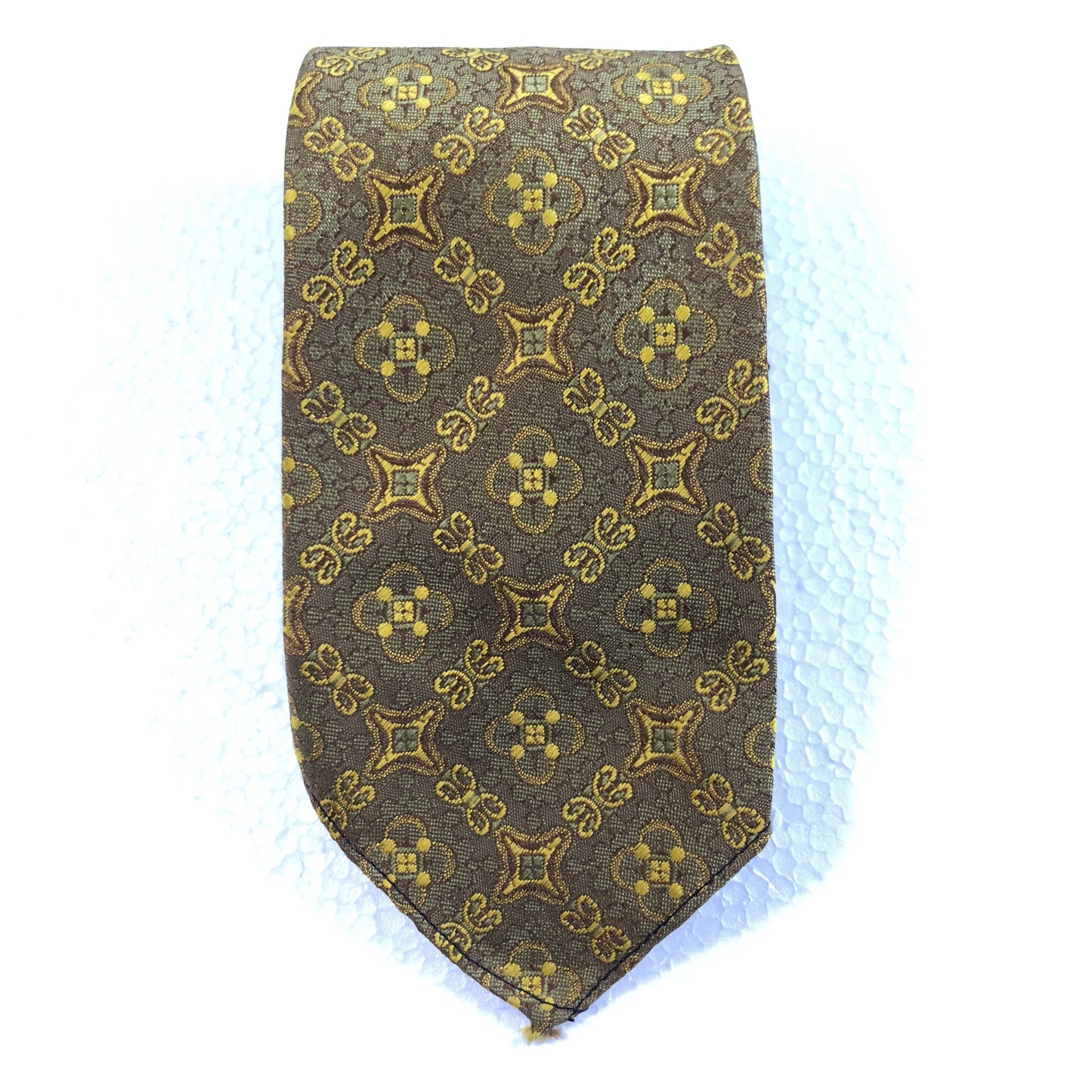 1970s NOS slim mod / psychedelic prints silk jacquard ties, 2 colorways available