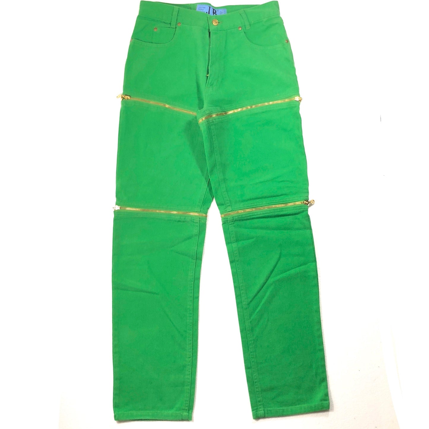 J.B crazy 3 in 1 green jeans / shorts with golden zippers, NOS 80s 2 sizes available