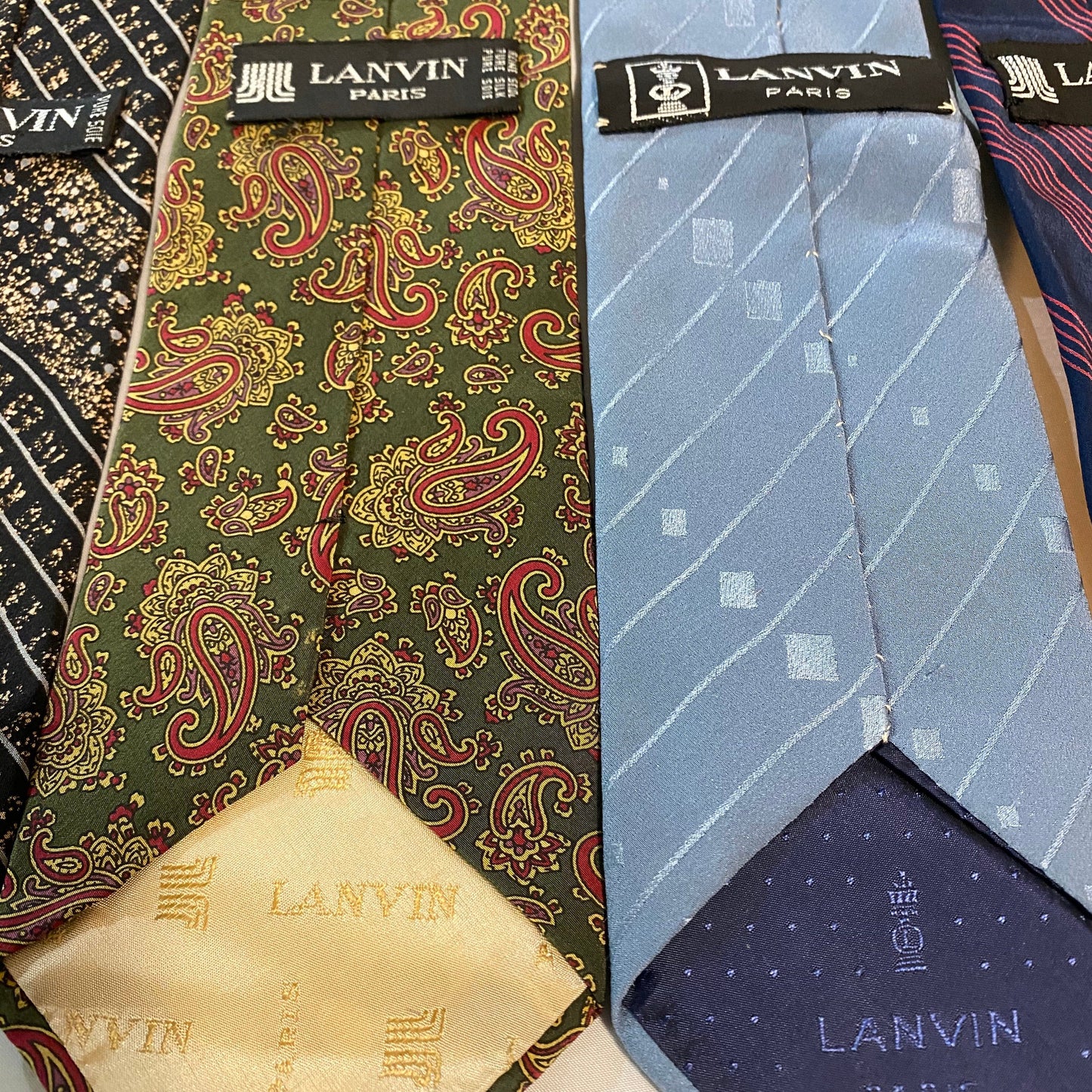 Lanvin Paris vintage pure silk ties made in Italy, 70s /90s mint condition