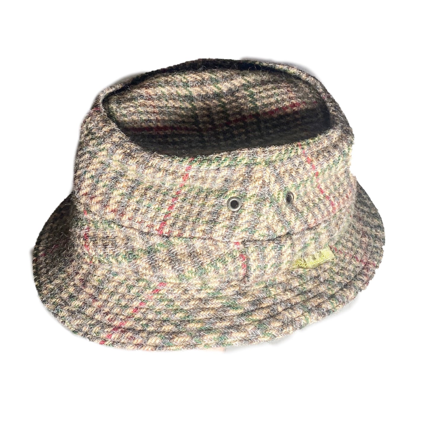 Façonnable tartan wool bucket hats, sporty chic style, new and unworn 80s deadstock.