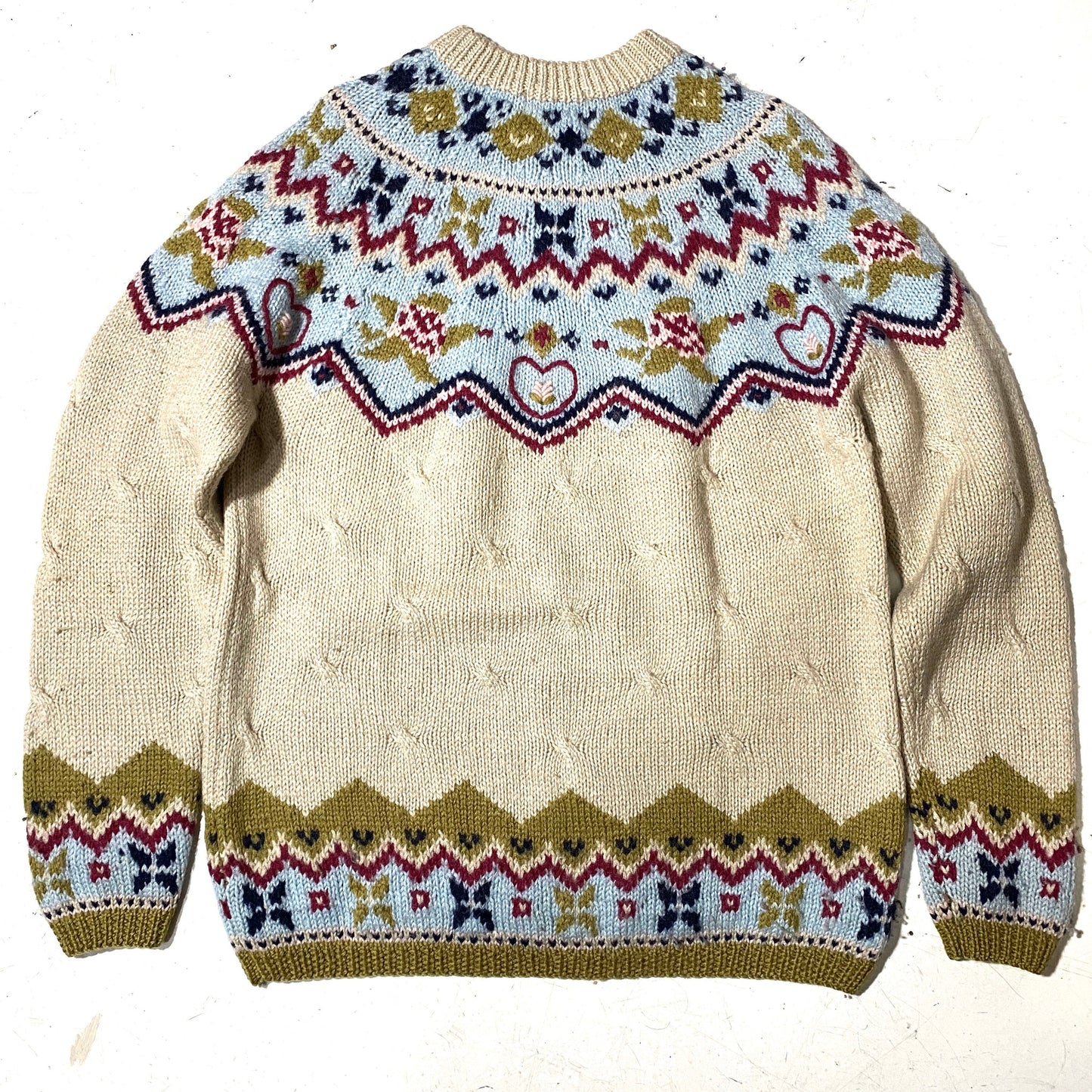 Just for Fun Norwegian style hand knitted jumper in pure new wool, 80s mint condition