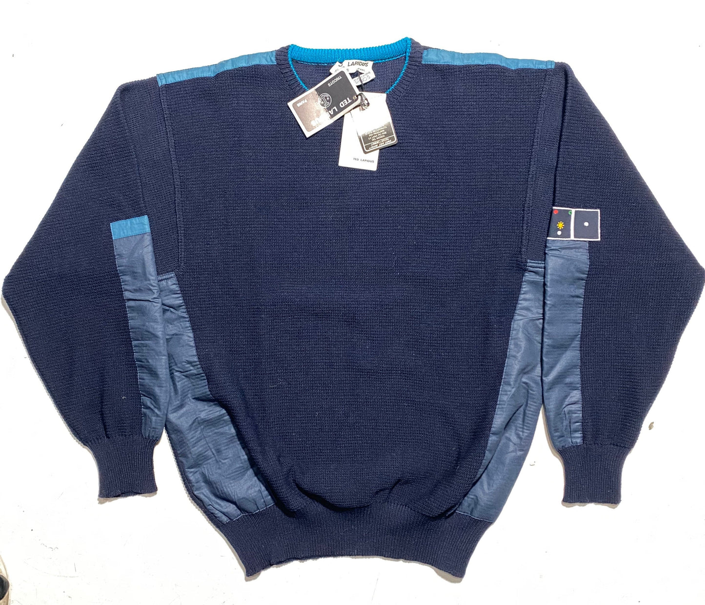 Ted Lapidus vintage 80s navy pure new wool sailor jumper, 80s new with tags sz 50