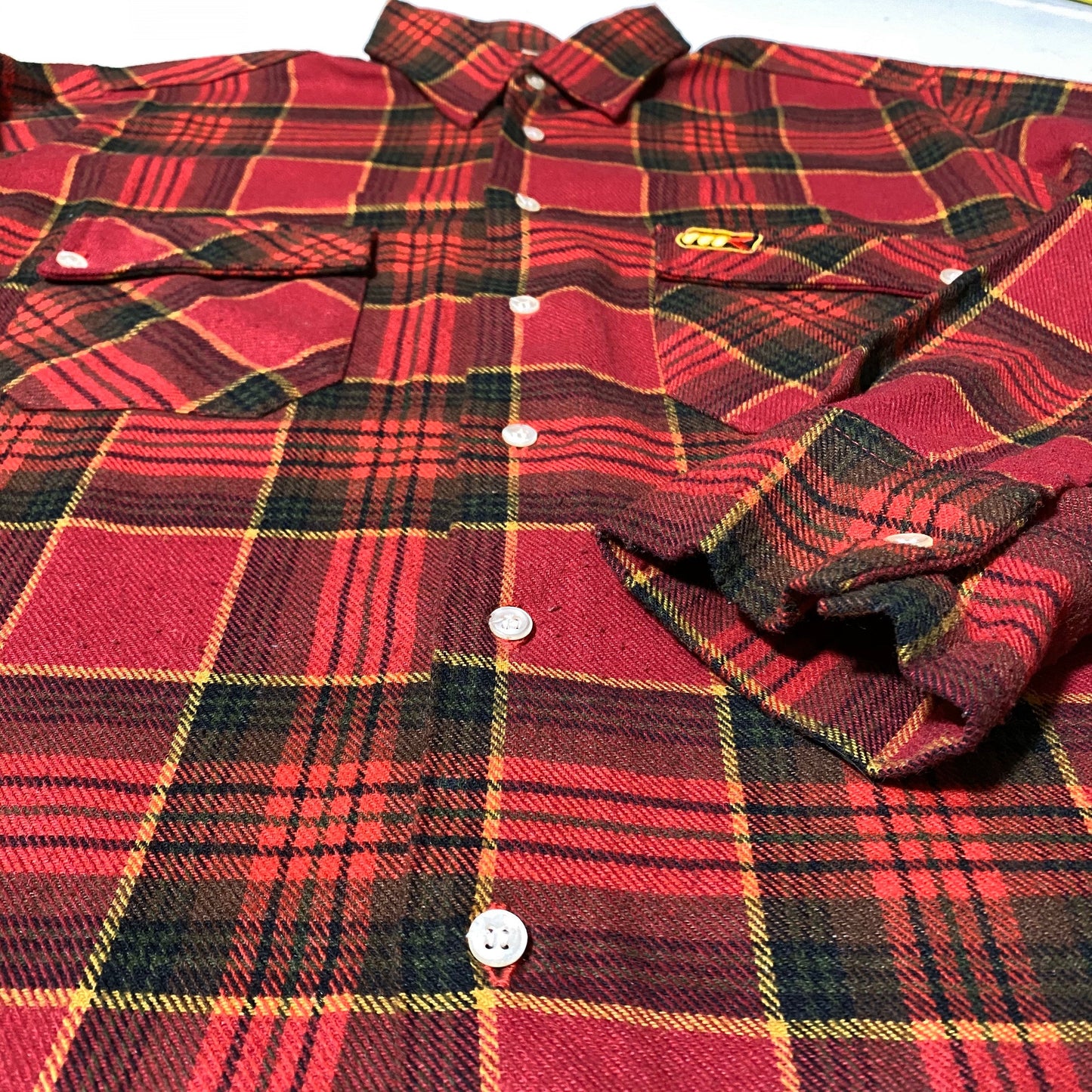 Carlo Mauri 80s checkered red tartan wool flannel shirt made in Italy, in mint condition