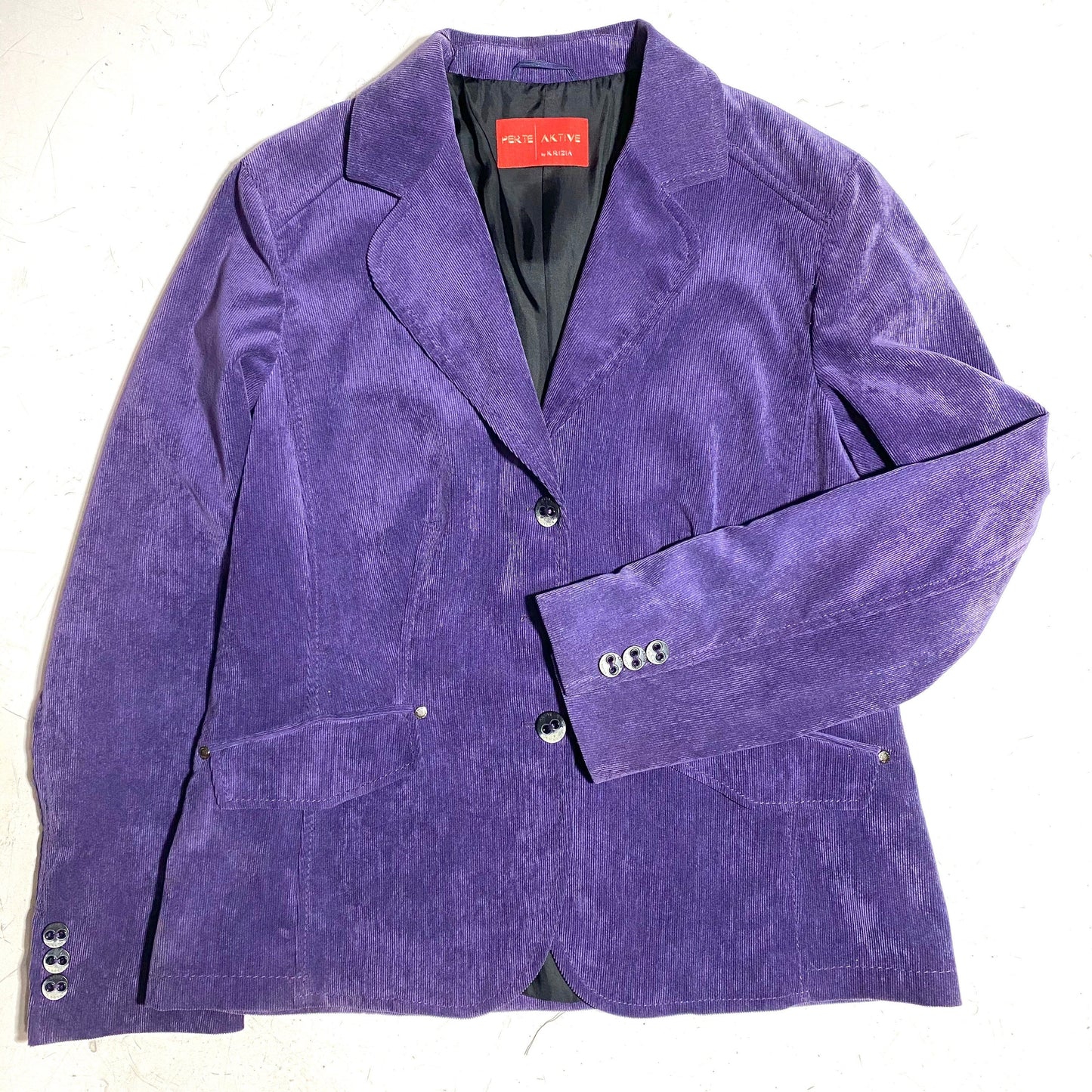 Krizia Aktive purple corduroy ladies velvet blazer sz 44, new old stock