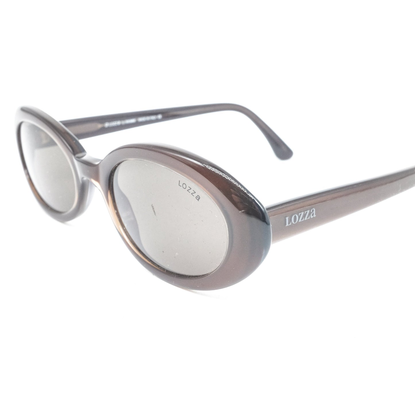 Lozza brown cel oval retro sunglasses hand made in Italy , 1990s NOS