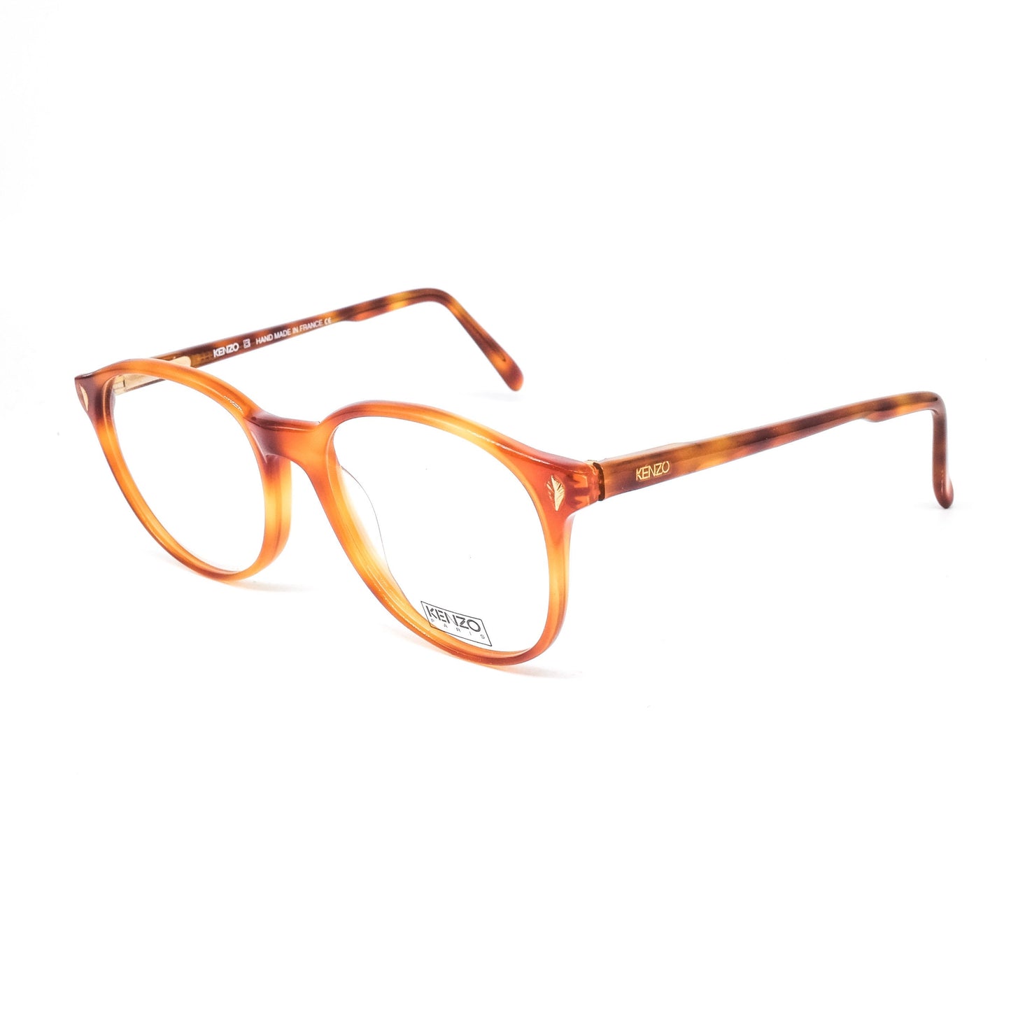 Kenzo k111 vintage classic wayfarer style honey tortoise acetate eyeglasses frames, 80s France