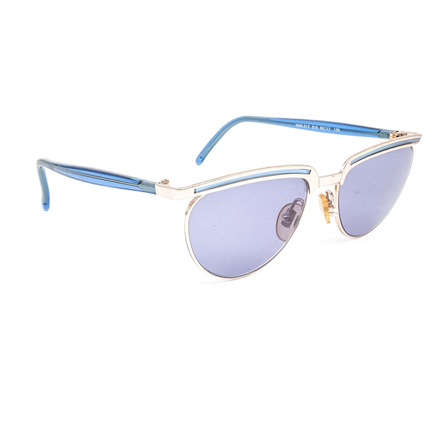 Enrico Coveri 217 gold/blue cello cateye sunglasses, 1990s NOS Italy