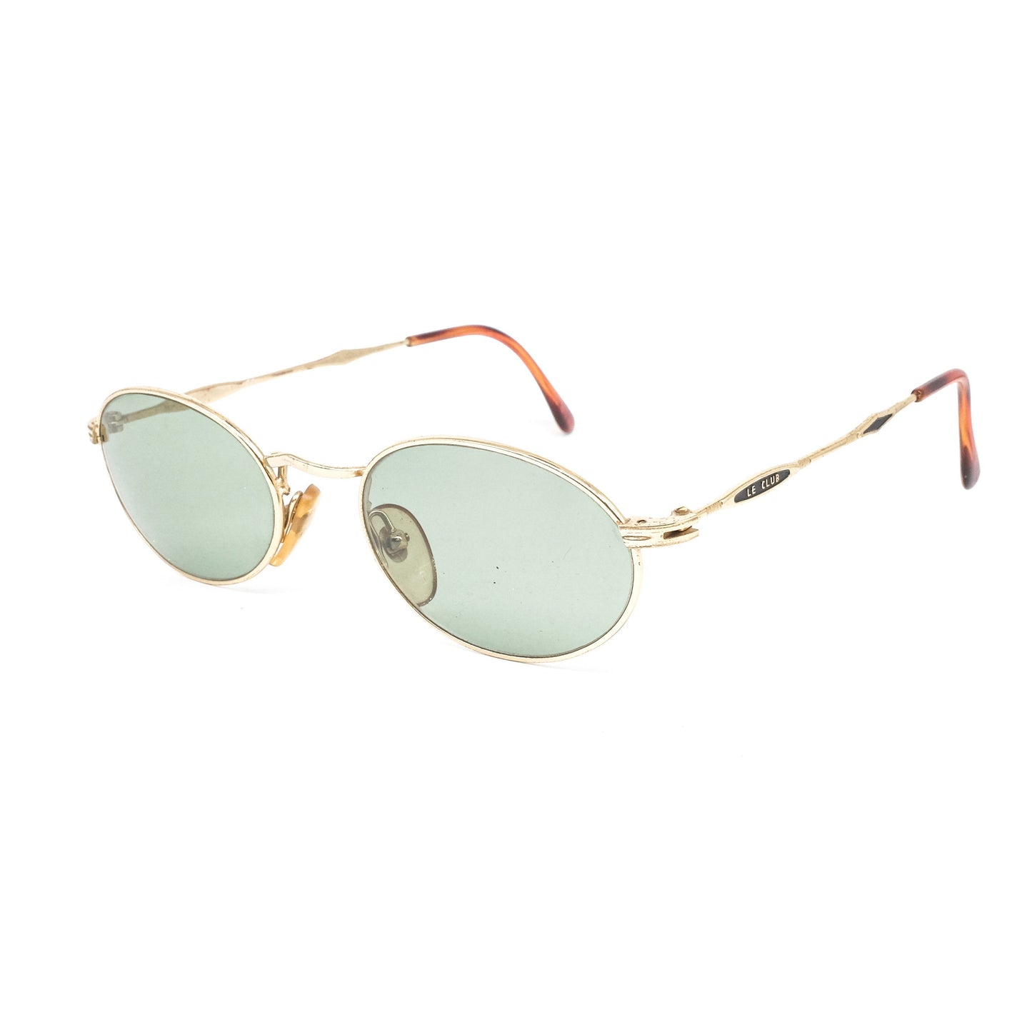 Le club italian made oval sunglasses with golden wire rim and slim artistic temples. NOS 80s