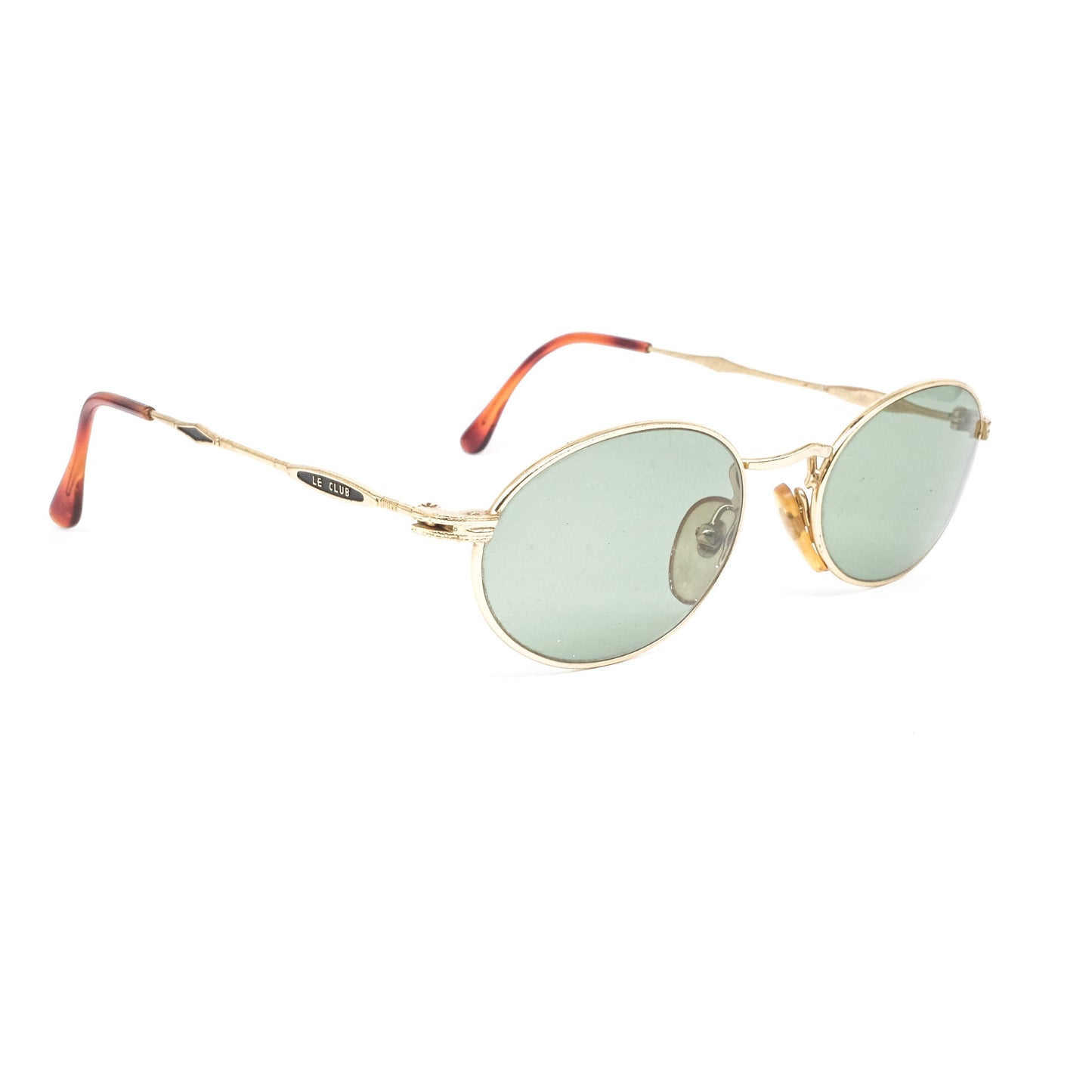 Le club italian made oval sunglasses with golden wire rim and slim artistic temples. NOS 80s