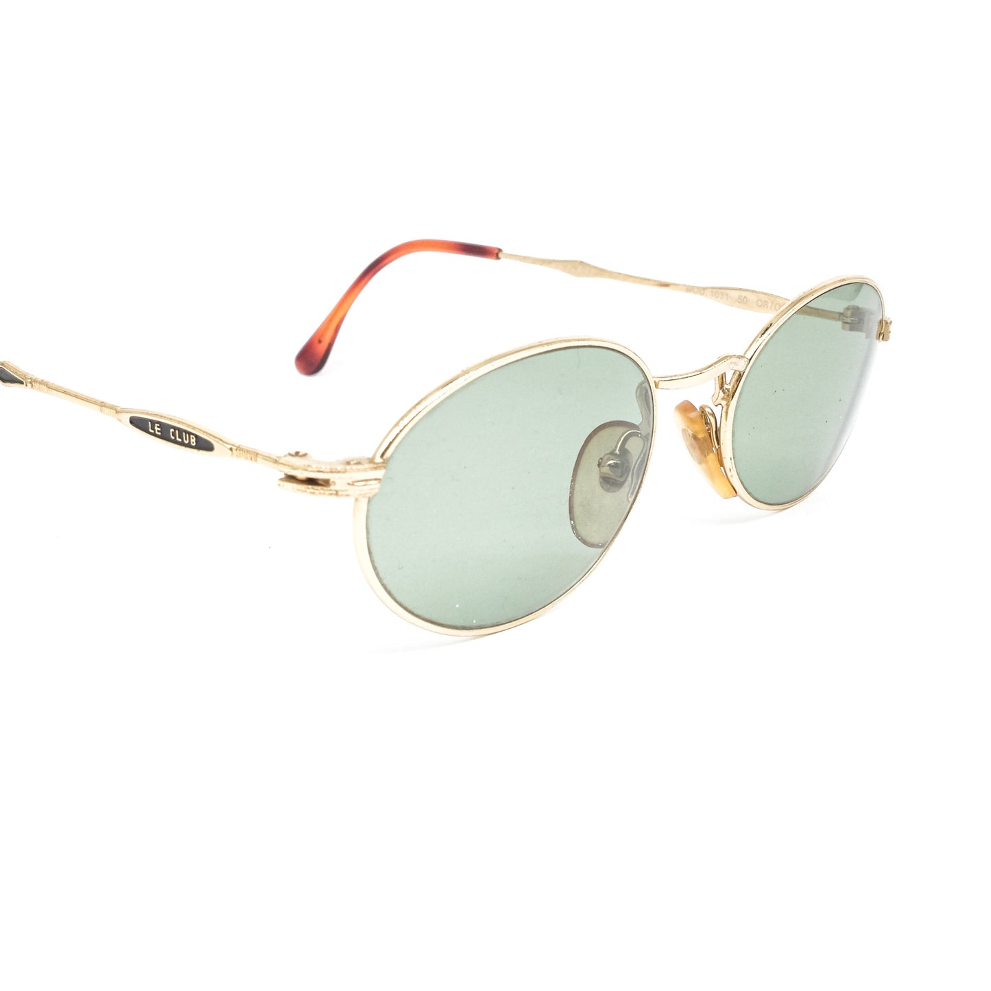 Le club italian made oval sunglasses with golden wire rim and slim artistic temples. NOS 80s